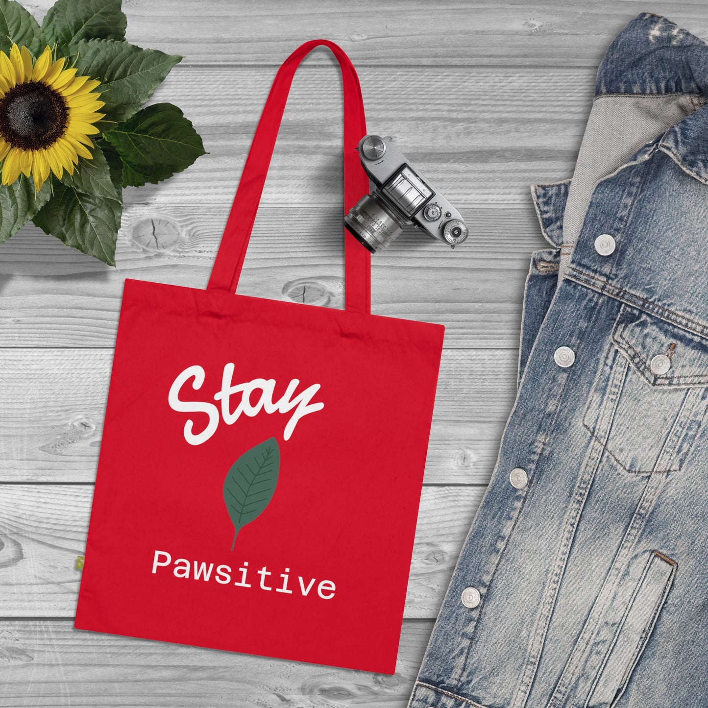 Stay Pawsitive Organic Cotton Tote Bag - Perfect for Dog Lovers