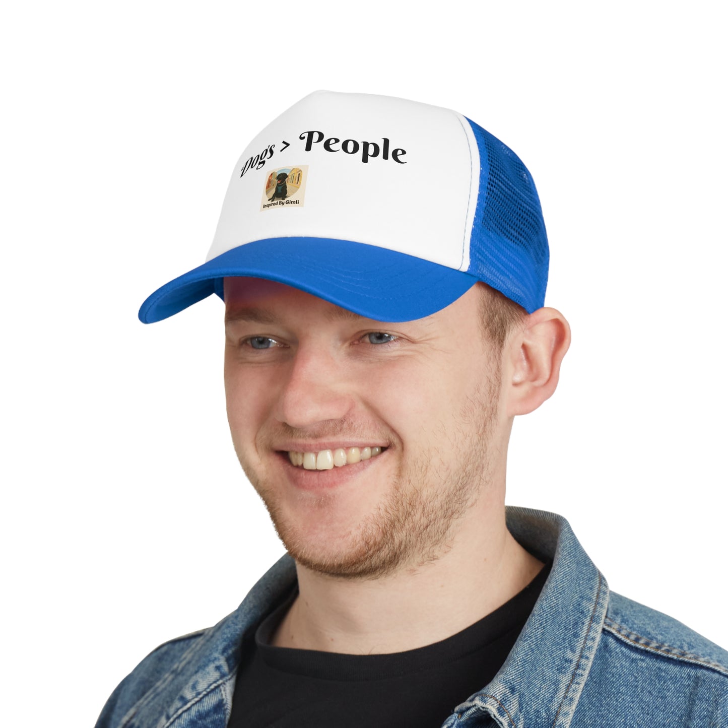 Dog Lover's Mesh Cap - "Dogs > People" Trucker Hat