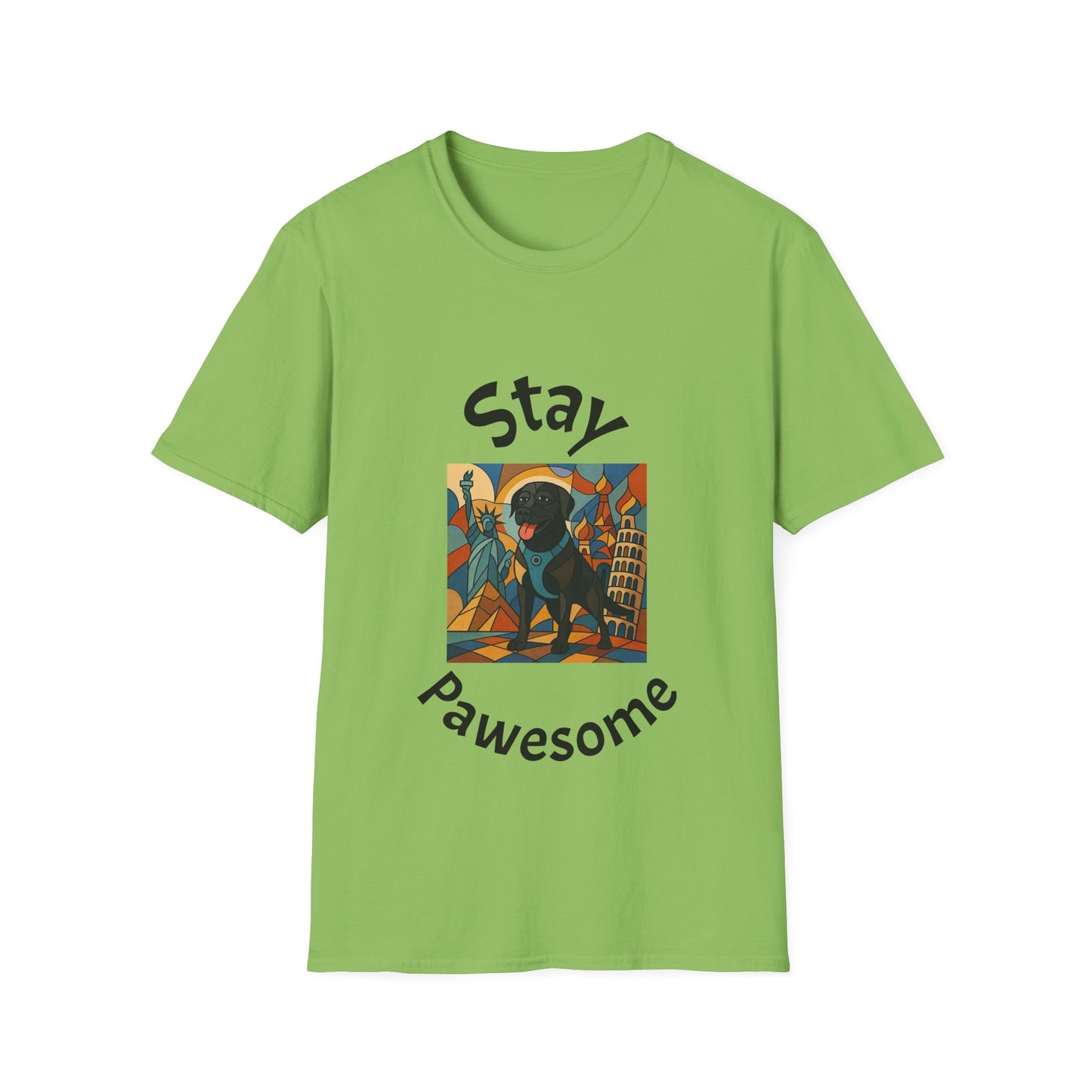 Stay Pawesome Unisex Softstyle T-Shirt - Quirky Design for Dog Lovers