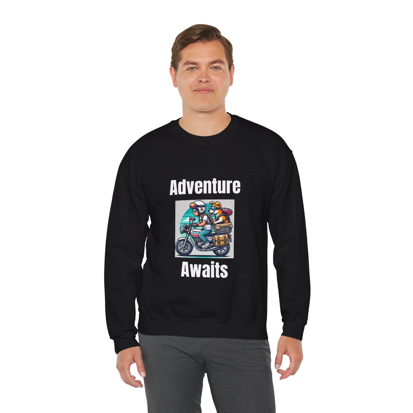 Adventure Duo Crewneck Sweatshirt - Fun Motorcycle Design