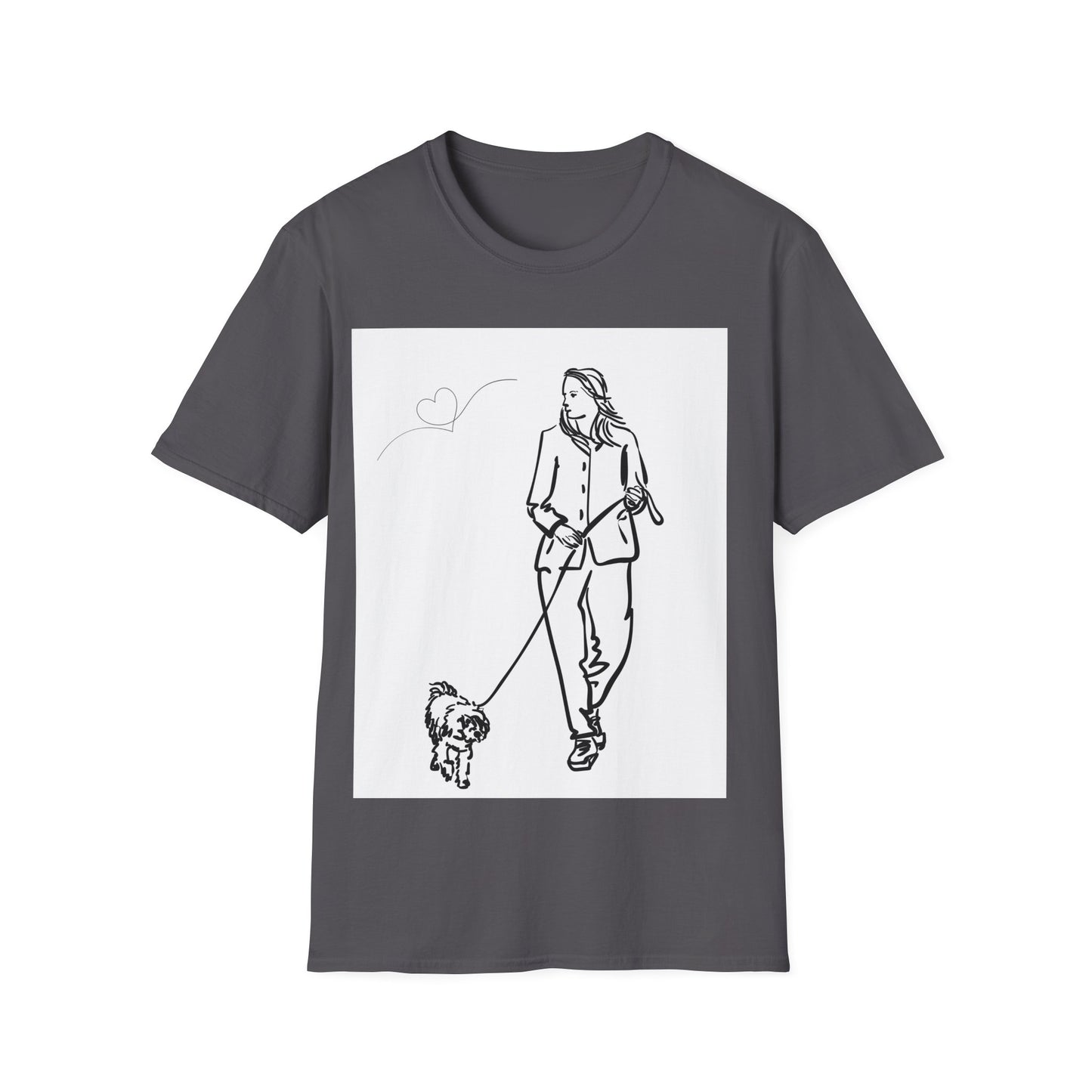 Dog Lover Unisex Softstyle T-Shirt – Cute Dog Walking Graphic