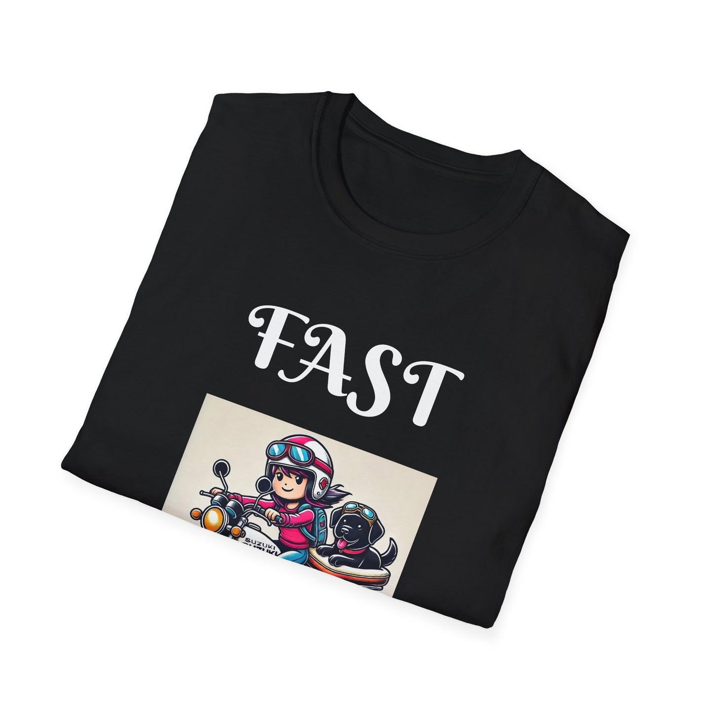 Fast & Furryous Softstyle T-Shirt - Dog & Motorcycle Graphic Tee
