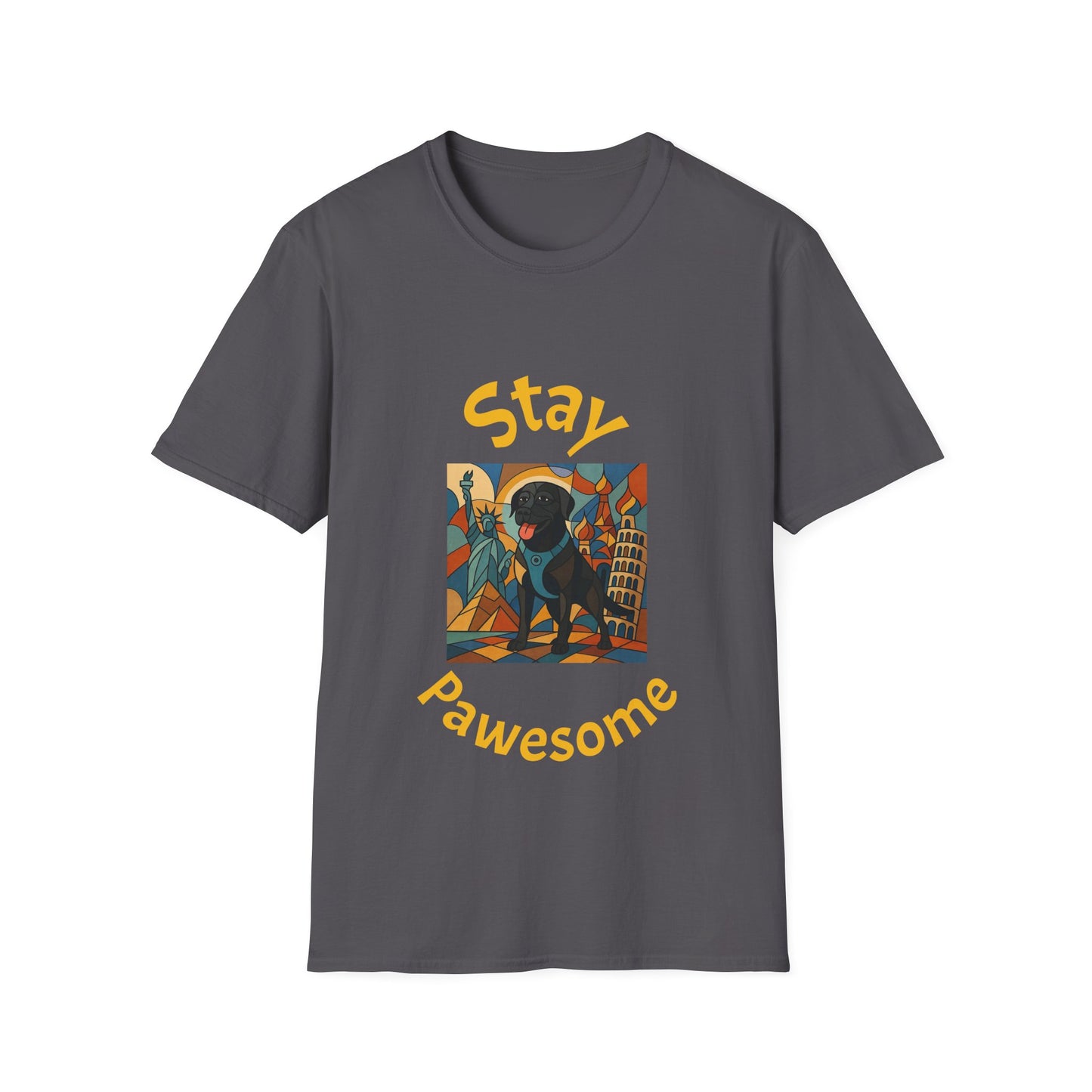Stay Pawesome Unisex Softstyle T-Shirt - Quirky Design for Dog Lovers