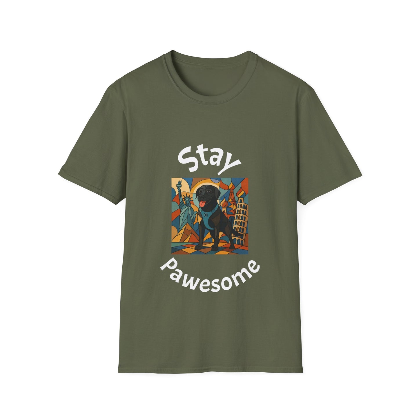 Stay Pawesome Unisex Softstyle T-Shirt - Quirky Design for Dog Lovers