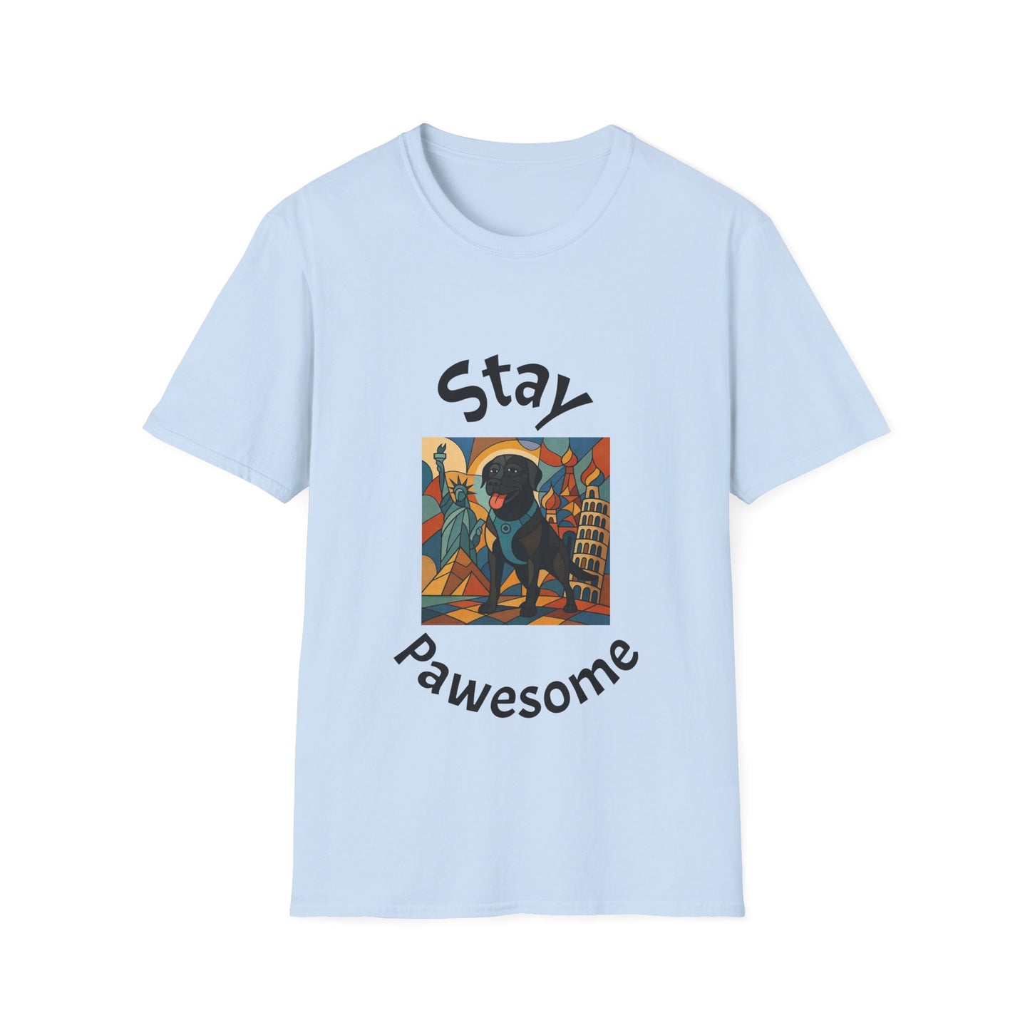 Stay Pawesome Unisex Softstyle T-Shirt - Quirky Design for Dog Lovers