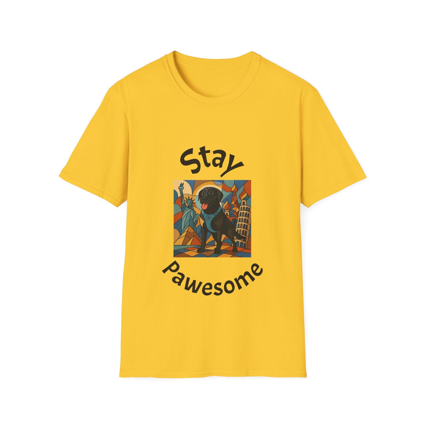 Stay Pawesome Unisex Softstyle T-Shirt - Quirky Design for Dog Lovers