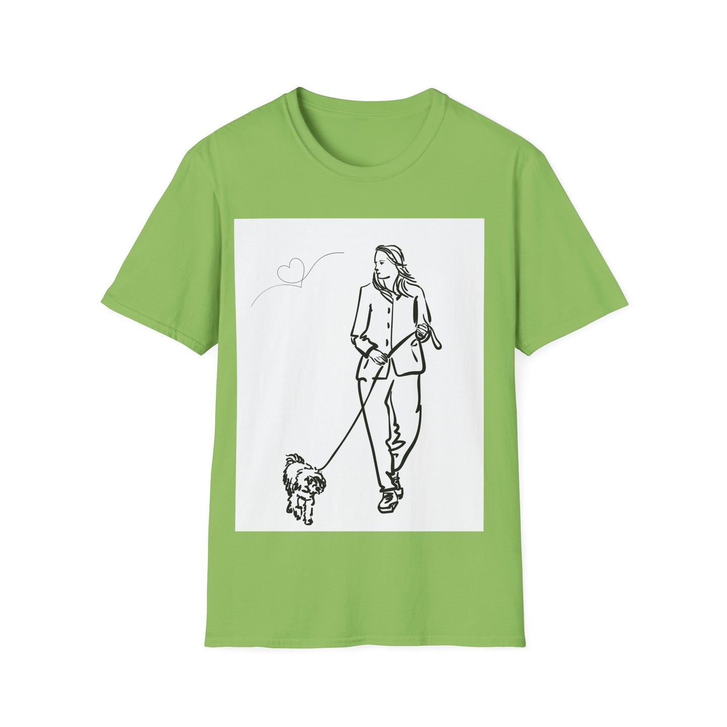 Dog Lover Unisex Softstyle T-Shirt – Cute Dog Walking Graphic