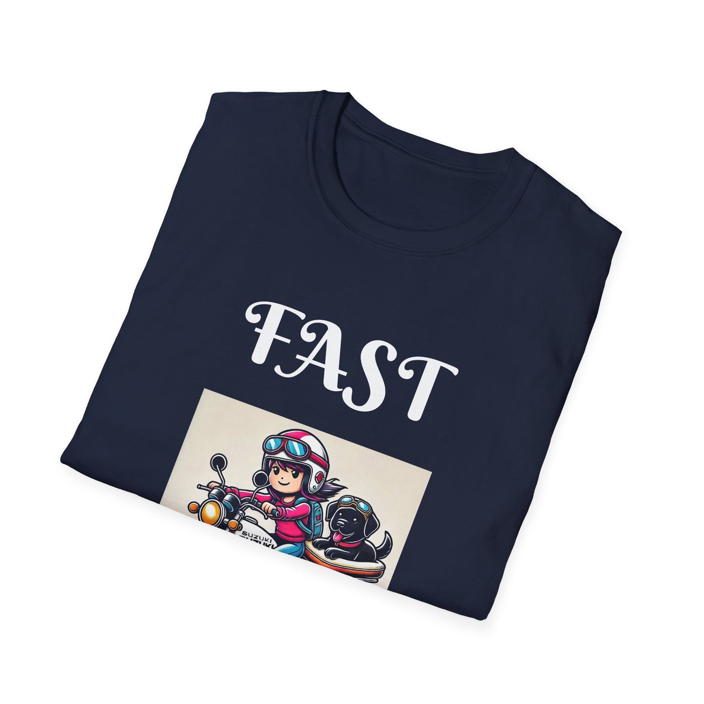 Fast & Furryous Softstyle T-Shirt - Dog & Motorcycle Graphic Tee