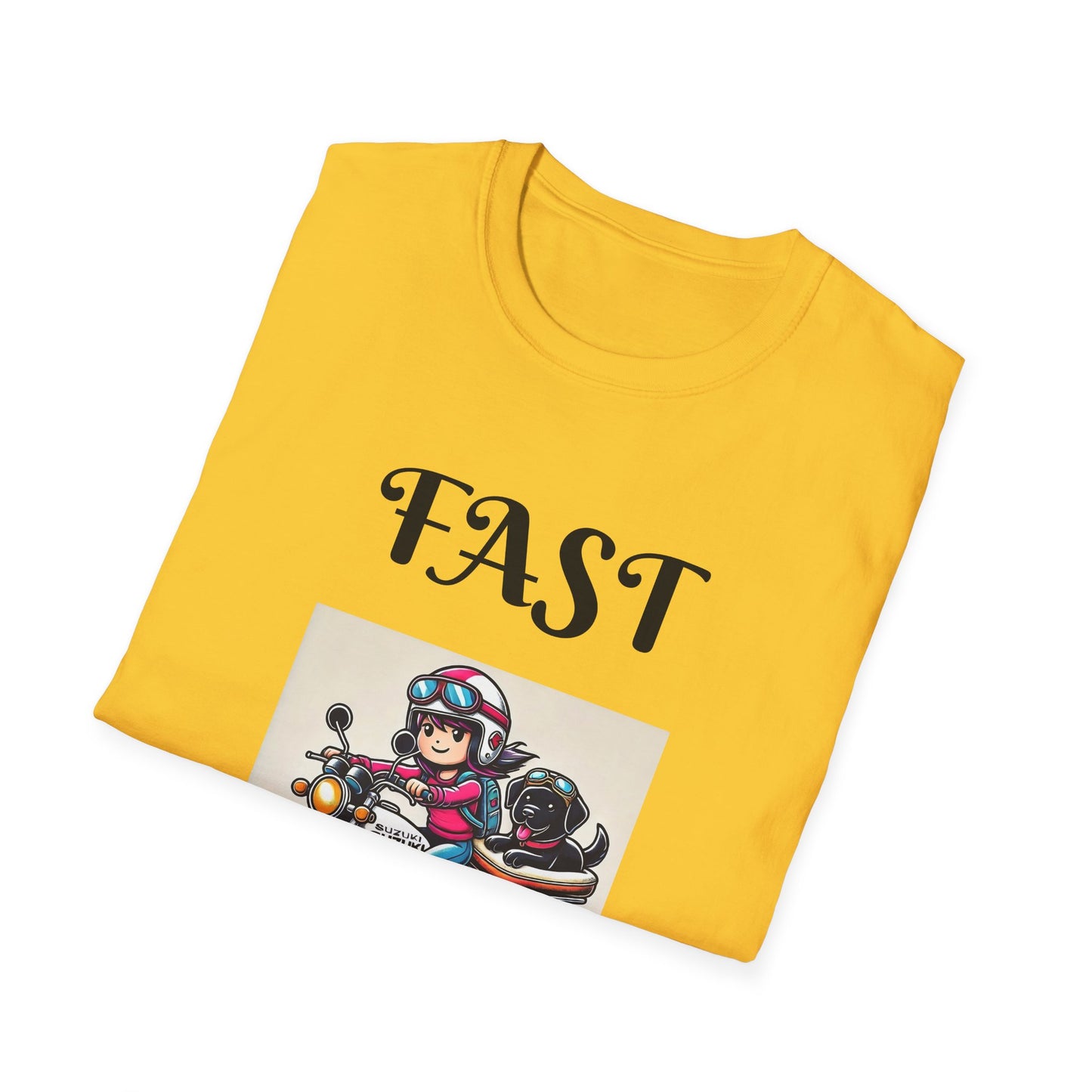 Fast & Furryous Softstyle T-Shirt - Dog & Motorcycle Graphic Tee