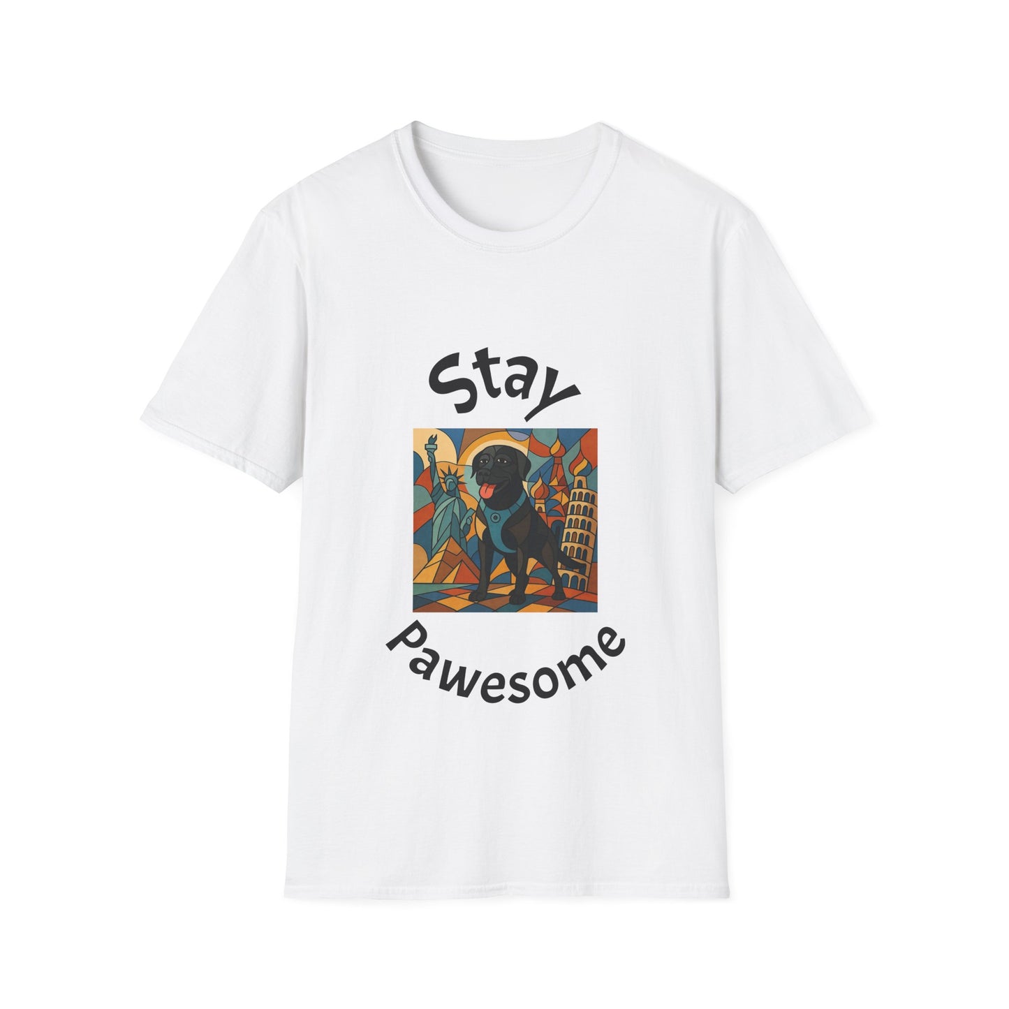 Stay Pawesome Unisex Softstyle T-Shirt - Quirky Design for Dog Lovers