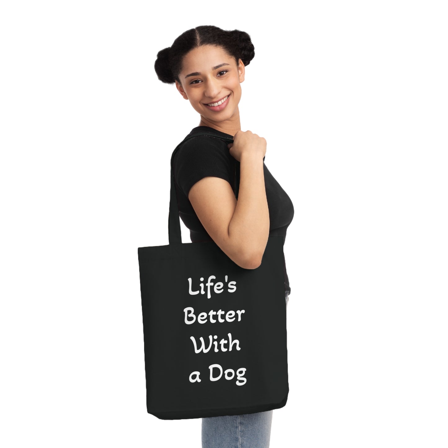 Dog Lover's Woven Tote Bag - "Life's Better With A Dog" & "More Dogs Less Drama"