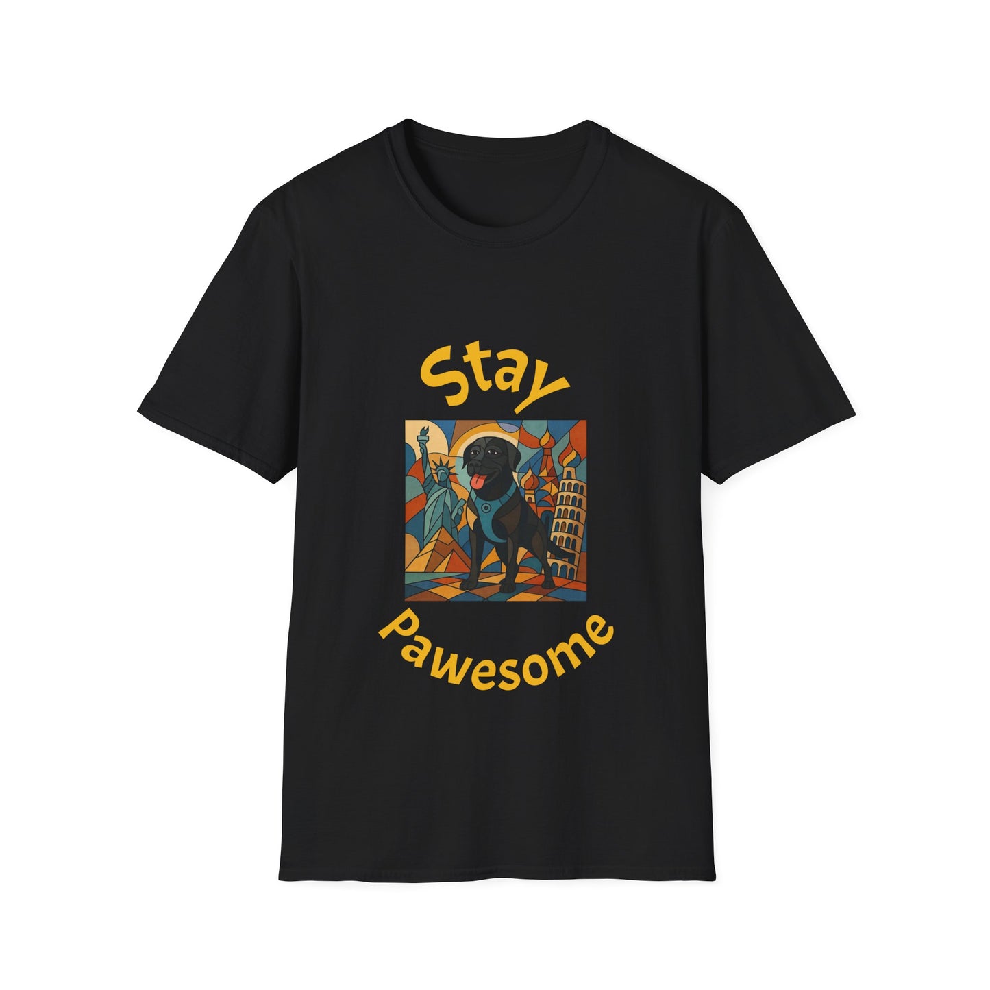 Stay Pawesome Unisex Softstyle T-Shirt - Quirky Design for Dog Lovers
