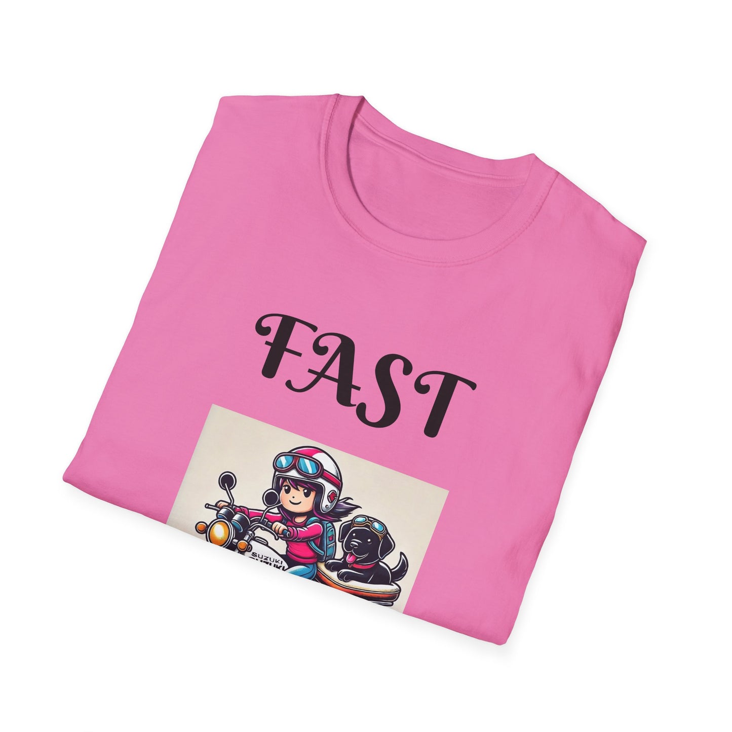 Fast & Furryous Softstyle T-Shirt - Dog & Motorcycle Graphic Tee