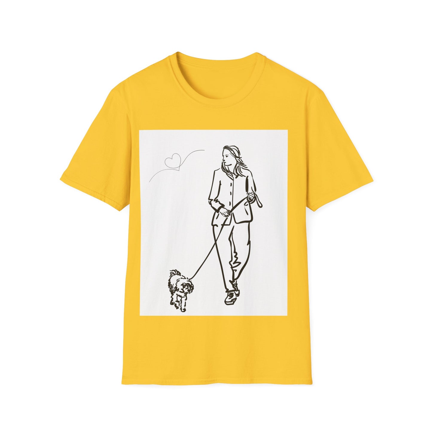 Dog Lover Unisex Softstyle T-Shirt – Cute Dog Walking Graphic