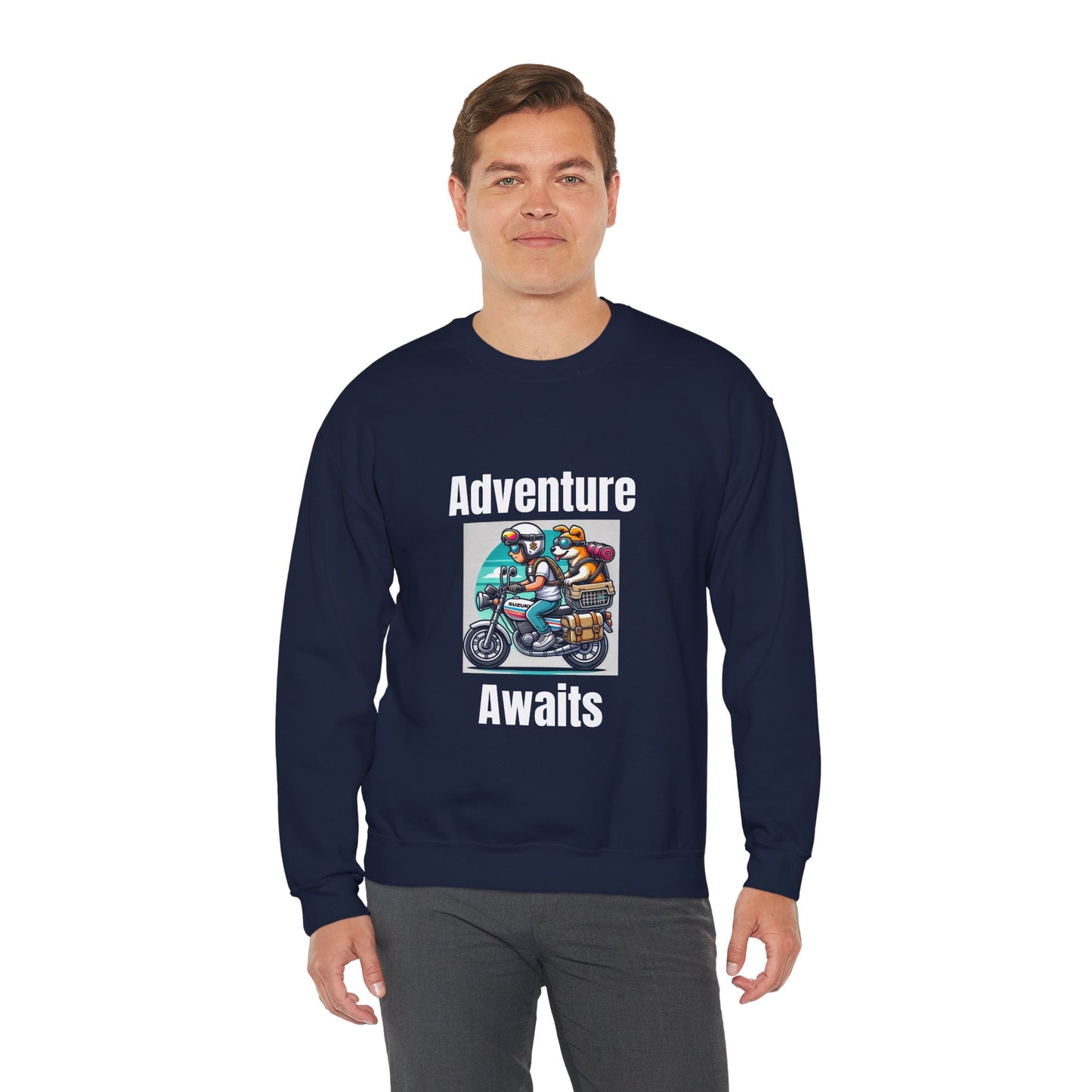 Adventure Duo Crewneck Sweatshirt - Fun Motorcycle Design
