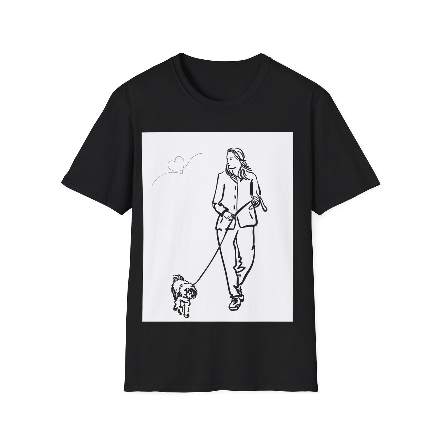 Dog Lover Unisex Softstyle T-Shirt – Cute Dog Walking Graphic