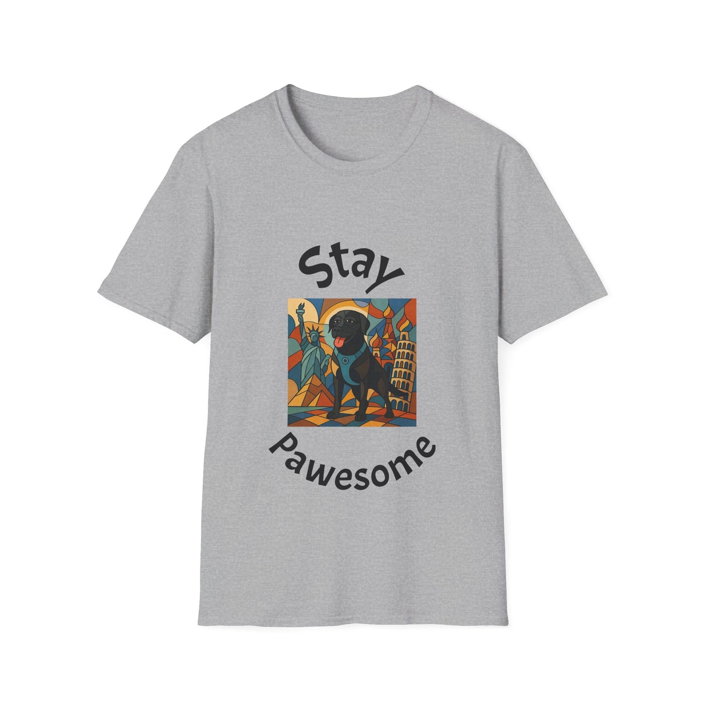Stay Pawesome Unisex Softstyle T-Shirt - Quirky Design for Dog Lovers