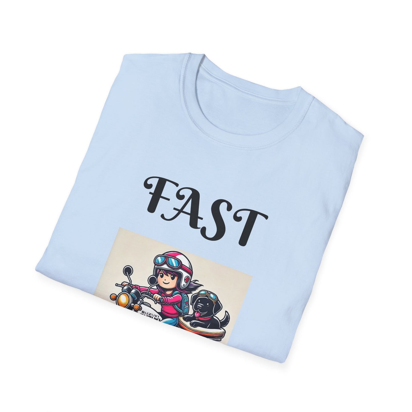 Fast & Furryous Softstyle T-Shirt - Dog & Motorcycle Graphic Tee