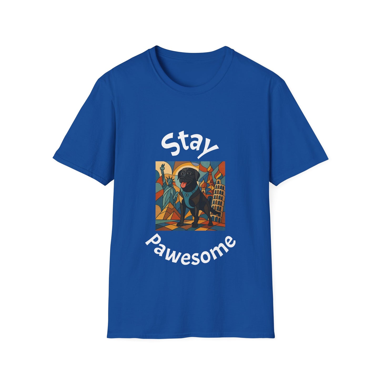 Stay Pawesome Unisex Softstyle T-Shirt - Quirky Design for Dog Lovers