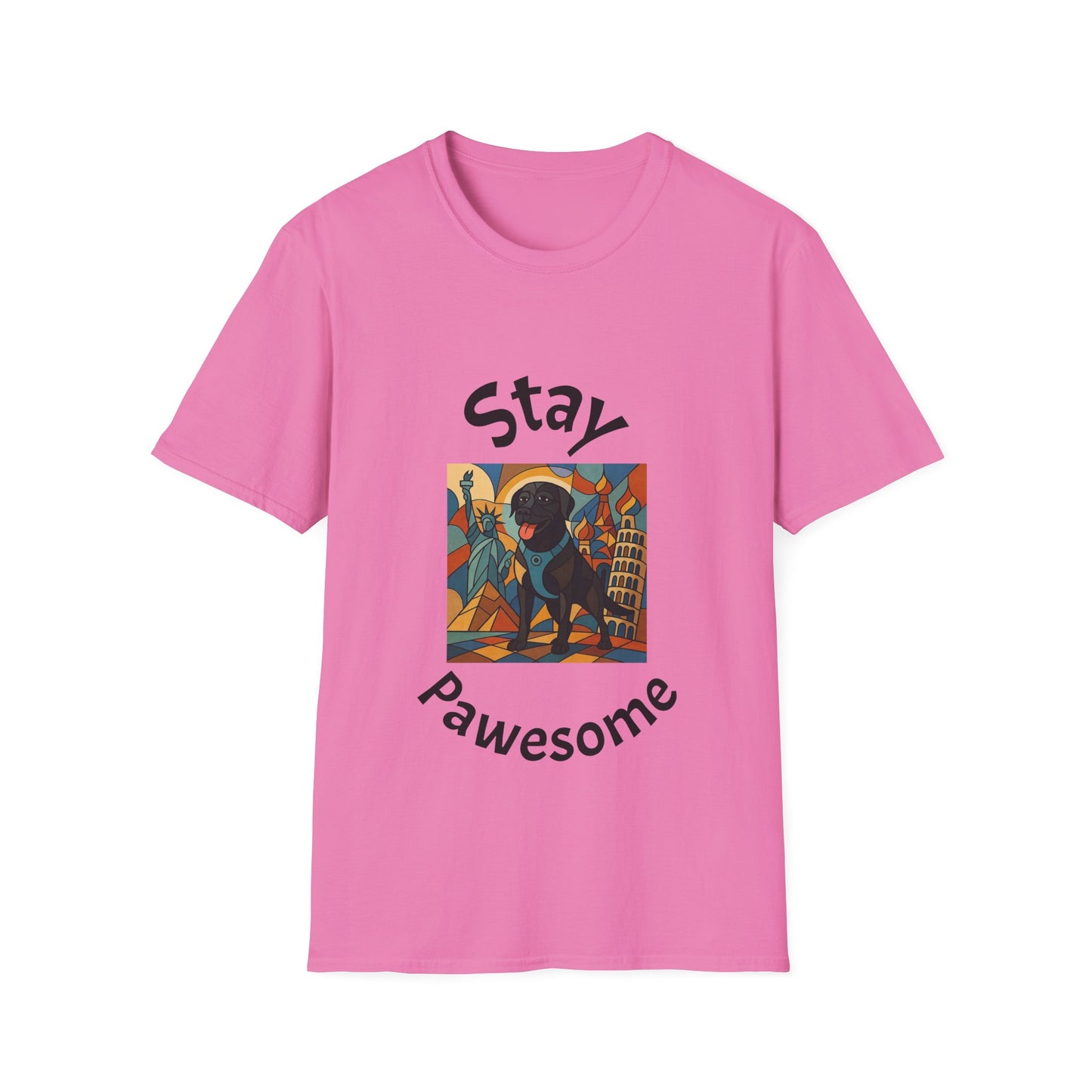 Stay Pawesome Unisex Softstyle T-Shirt - Quirky Design for Dog Lovers