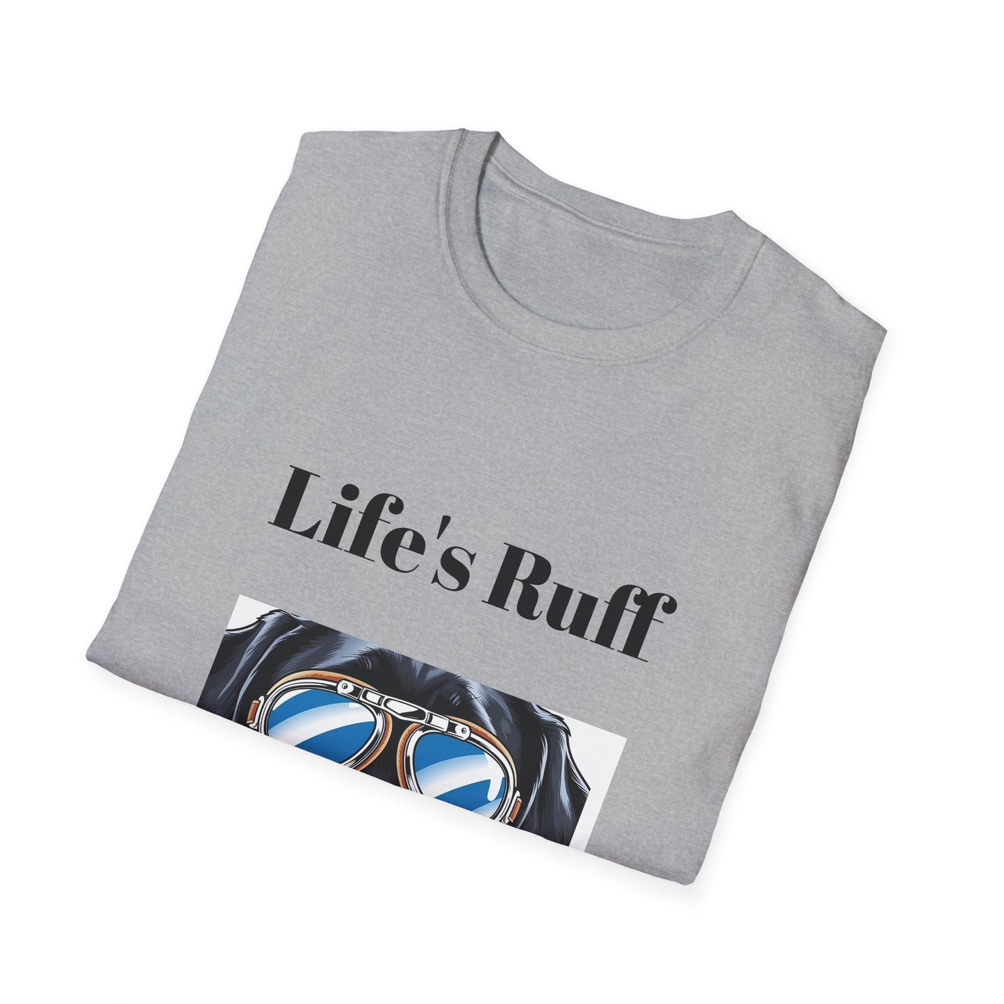 Humorous Dog-Themed Unisex Softstyle T-Shirt - 'Life's Ruff, Wear Goggles'