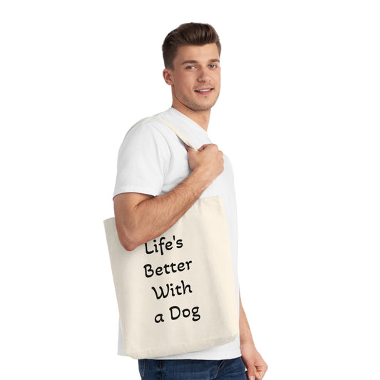 Dog Lover's Woven Tote Bag - "Life's Better With A Dog" & "More Dogs Less Drama"