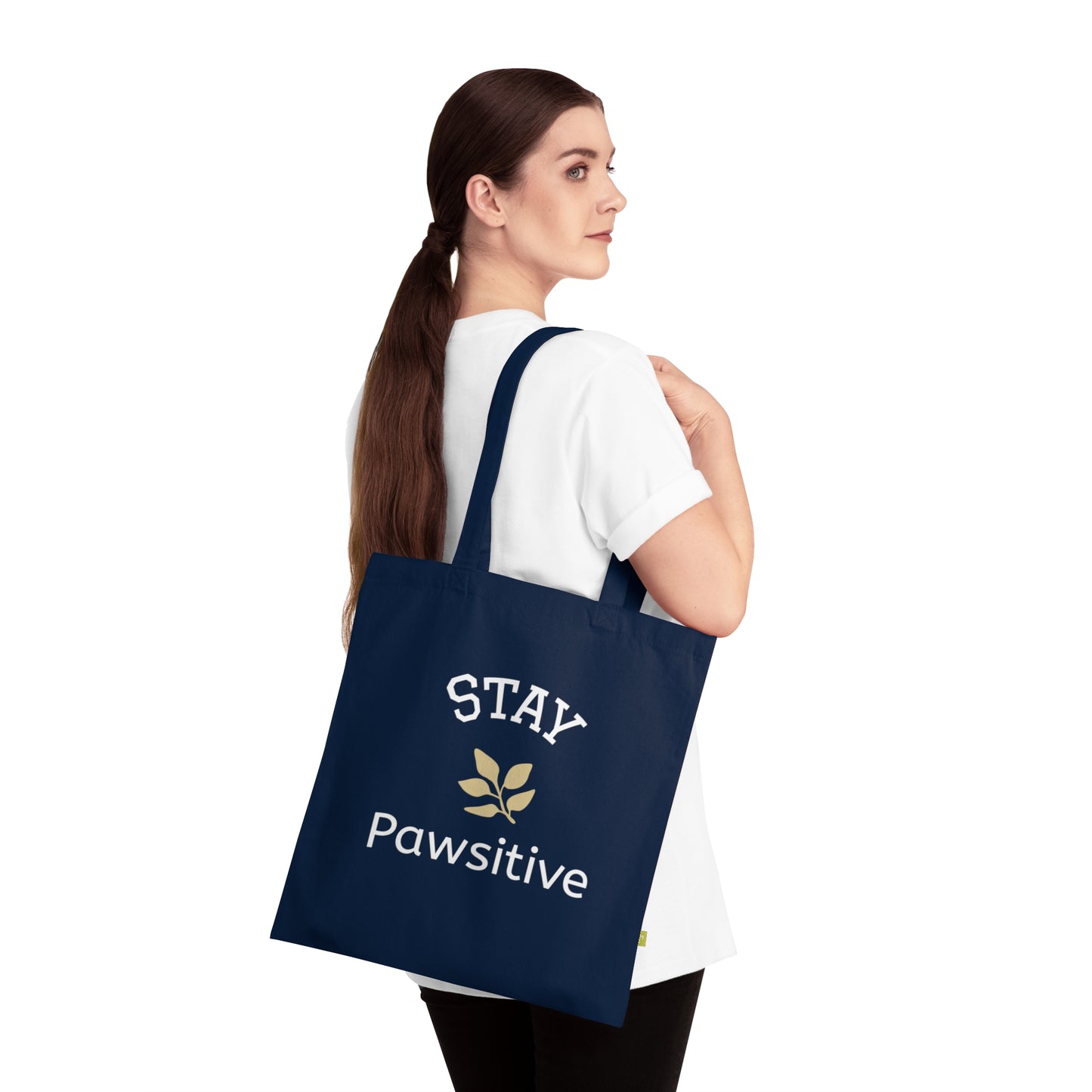 Stay Pawsitive Organic Cotton Tote Bag - Perfect for Dog Lovers