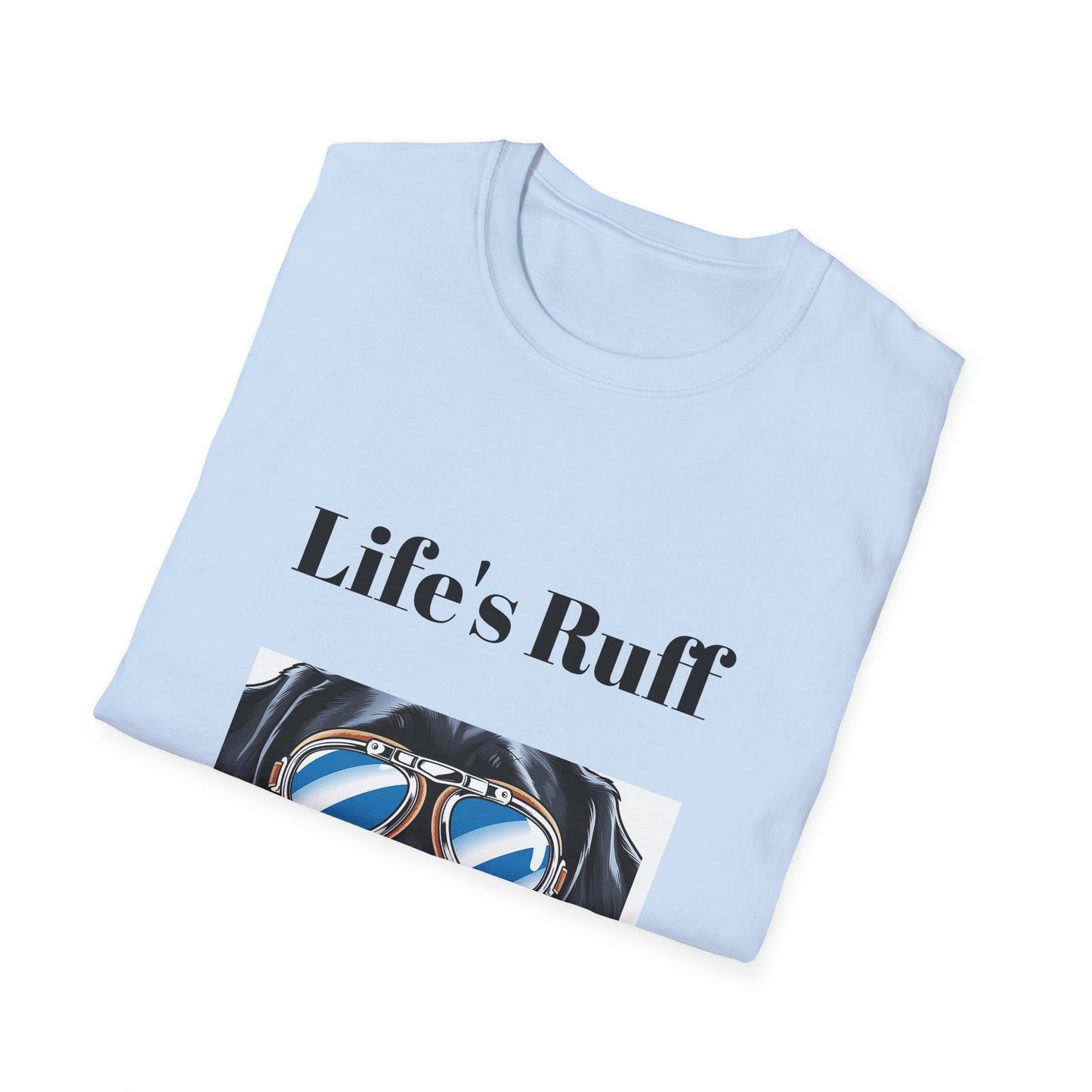 Humorous Dog-Themed Unisex Softstyle T-Shirt - 'Life's Ruff, Wear Goggles'