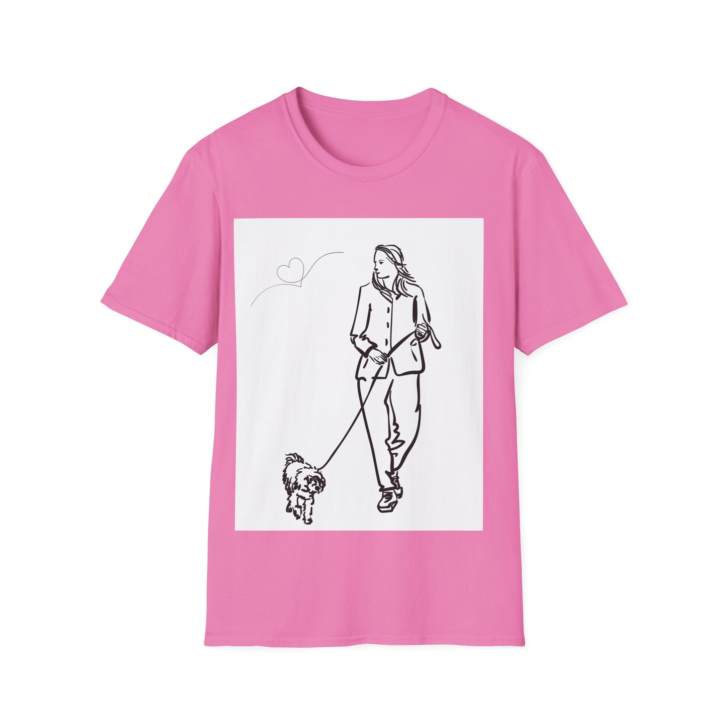 Dog Lover Unisex Softstyle T-Shirt – Cute Dog Walking Graphic