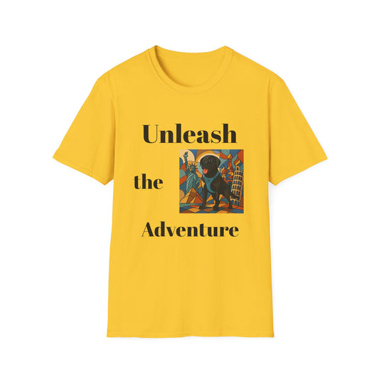 Unisex Adventure T-Shirt - 'Unleash The Adventure' with Scenic Dog Graphic