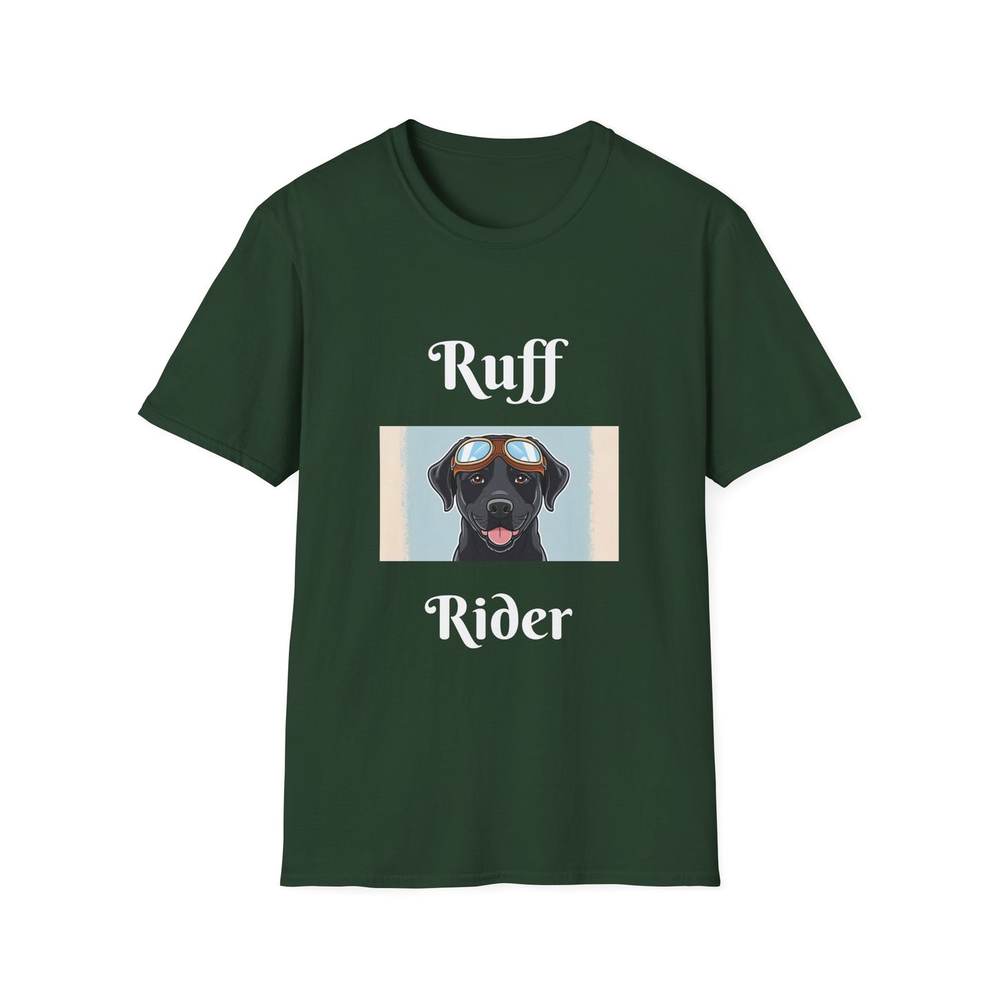Ruff Rider Unisex Softstyle T-Shirt - Fun Dog Motorcycle Graphic Tee