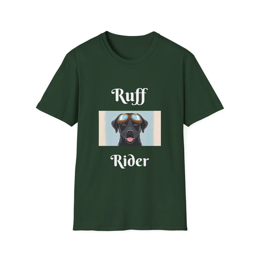 Ruff Rider Unisex Softstyle T-Shirt - Fun Dog Motorcycle Graphic Tee