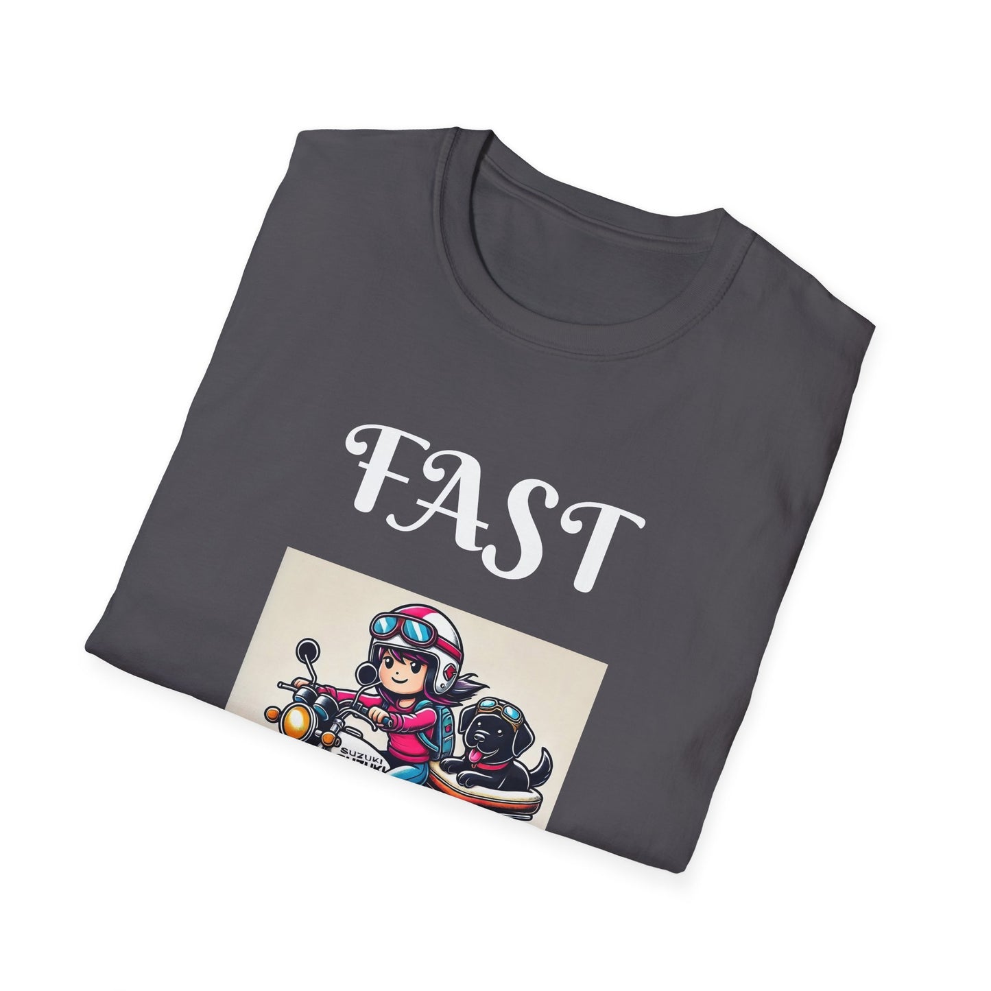 Fast & Furryous Softstyle T-Shirt - Dog & Motorcycle Graphic Tee