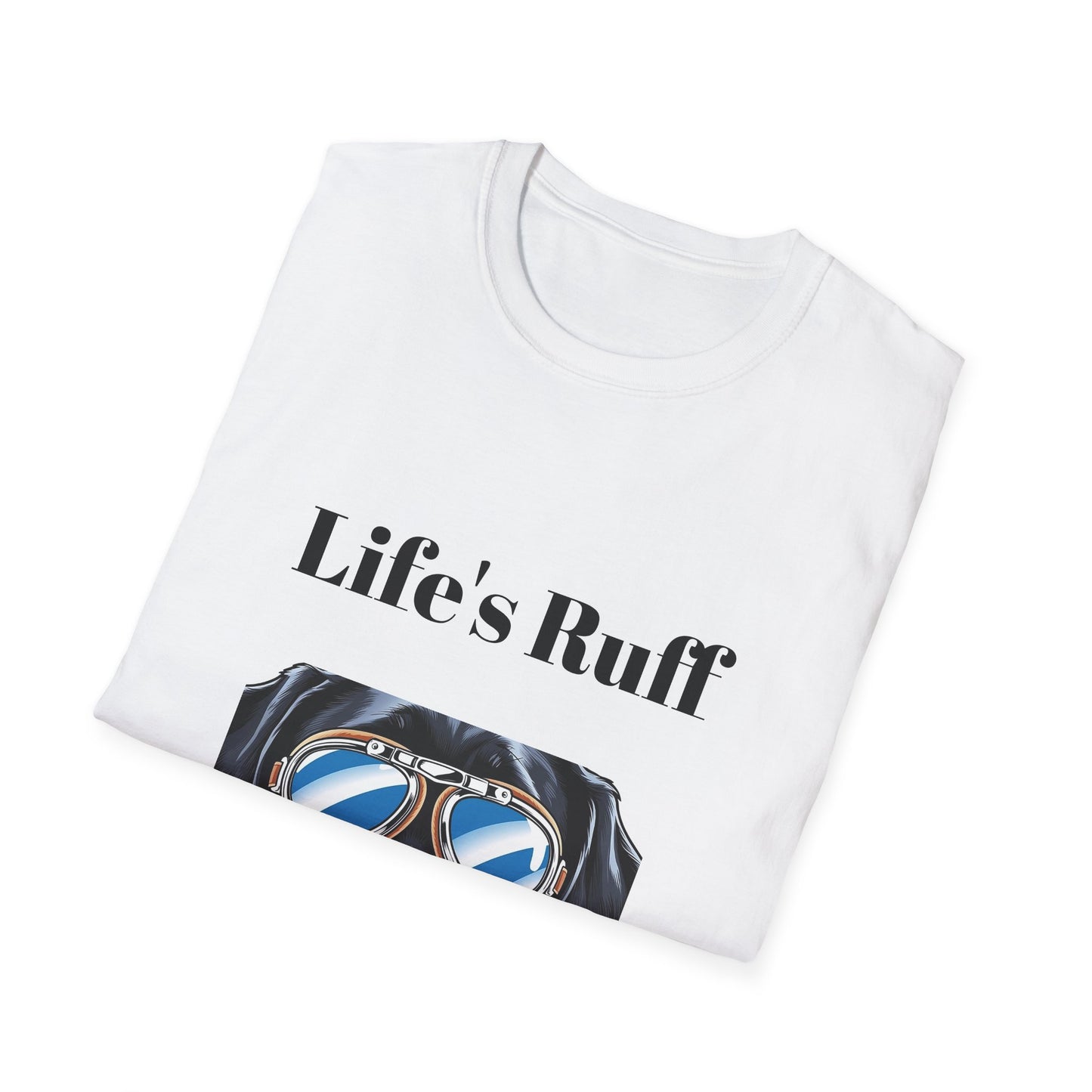 Humorous Dog-Themed Unisex Softstyle T-Shirt - 'Life's Ruff, Wear Goggles'