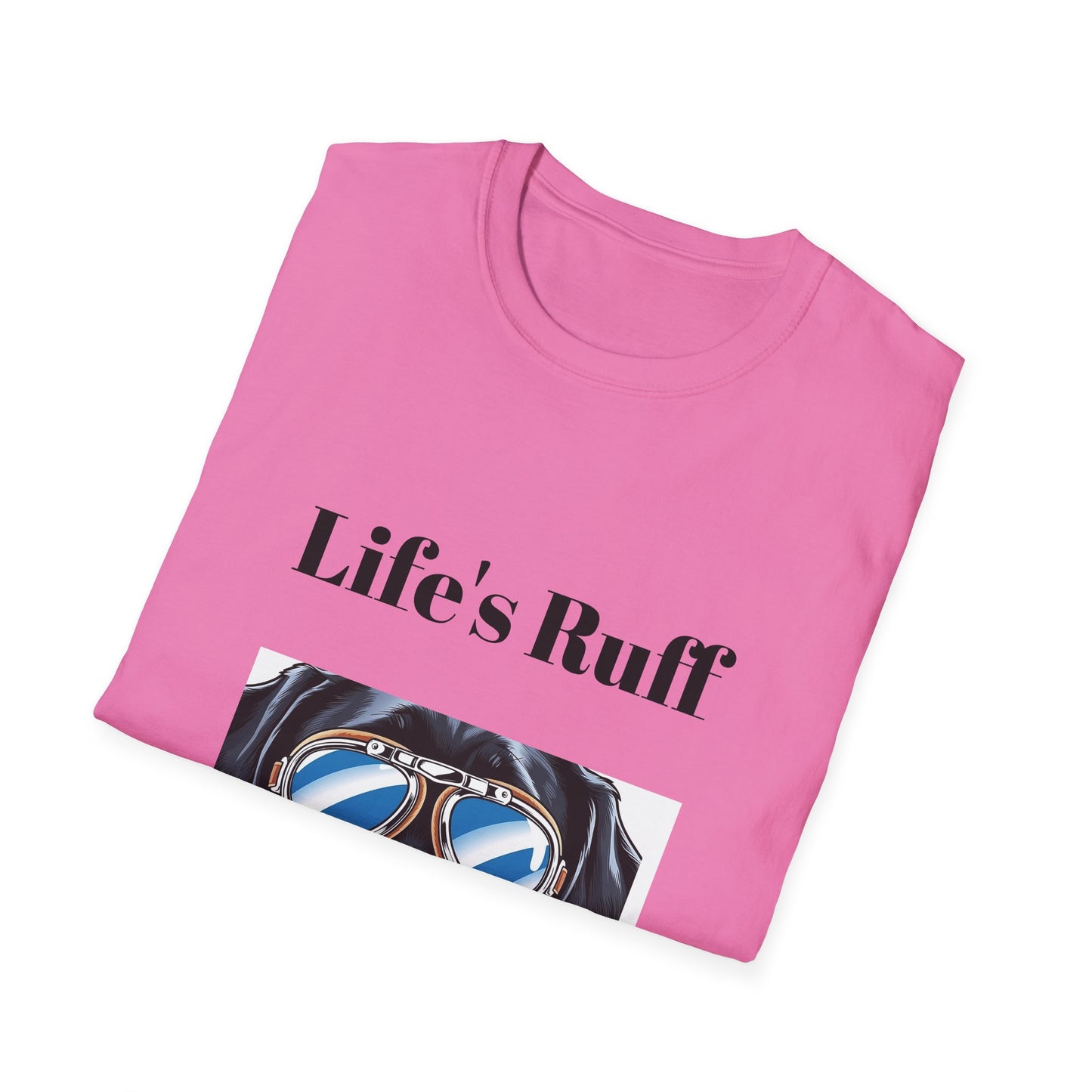 Humorous Dog-Themed Unisex Softstyle T-Shirt - 'Life's Ruff, Wear Goggles'