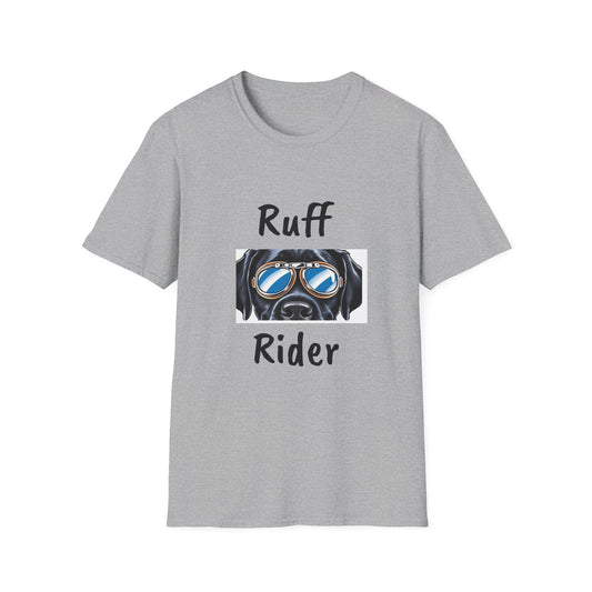 Ruff Rider Graphic T-Shirt - Unisex Softstyle Tee for Dog Lovers