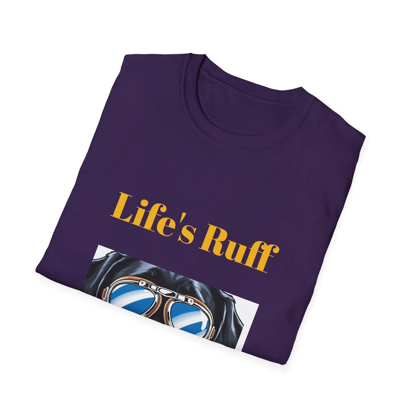 Humorous Dog-Themed Unisex Softstyle T-Shirt - 'Life's Ruff, Wear Goggles'