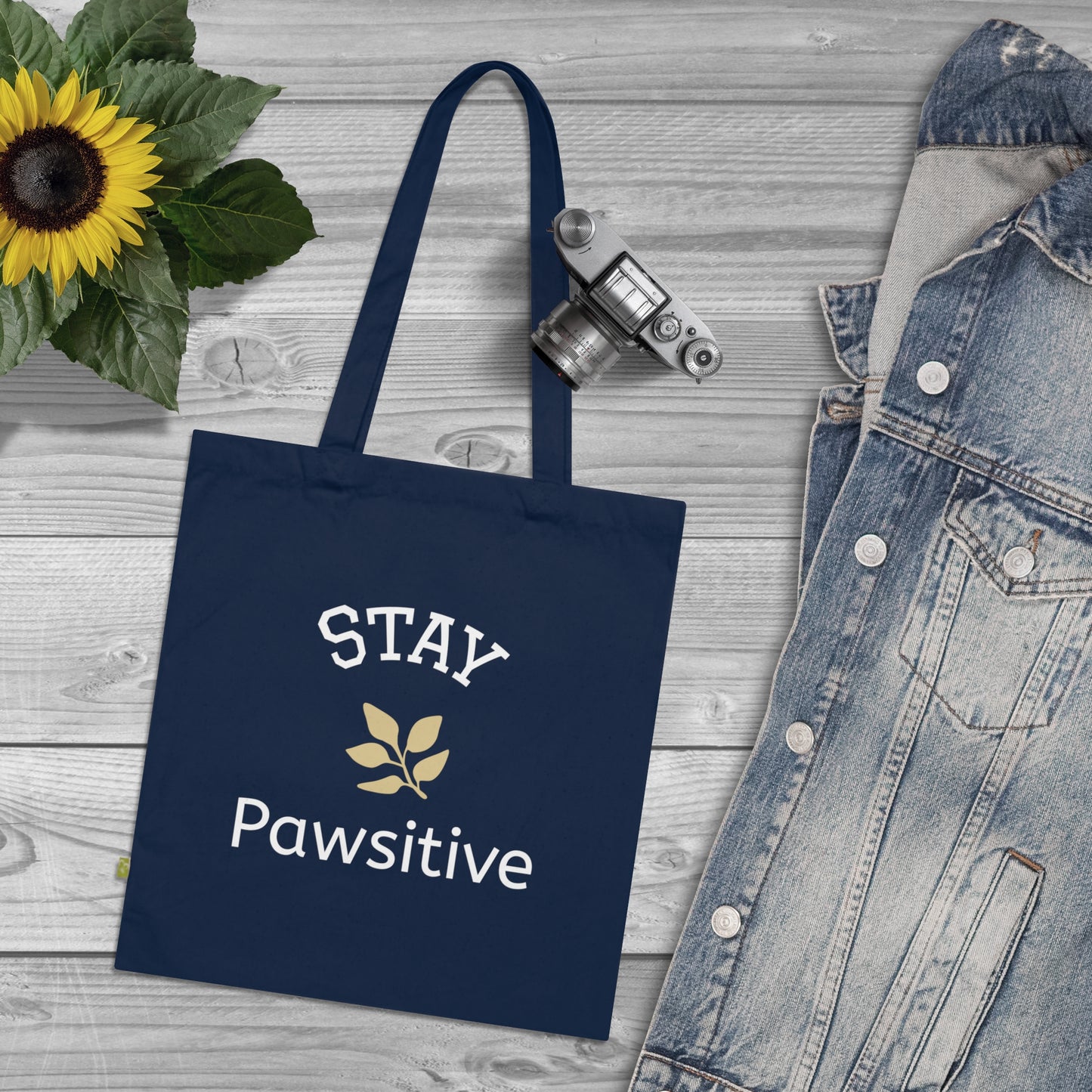 Stay Pawsitive Organic Cotton Tote Bag - Perfect for Dog Lovers
