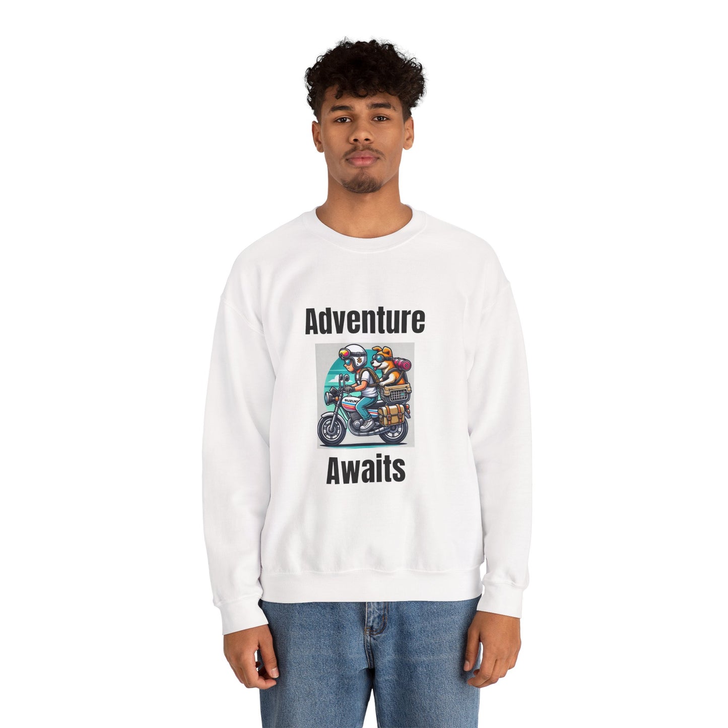 Adventure Duo Crewneck Sweatshirt - Fun Motorcycle Design