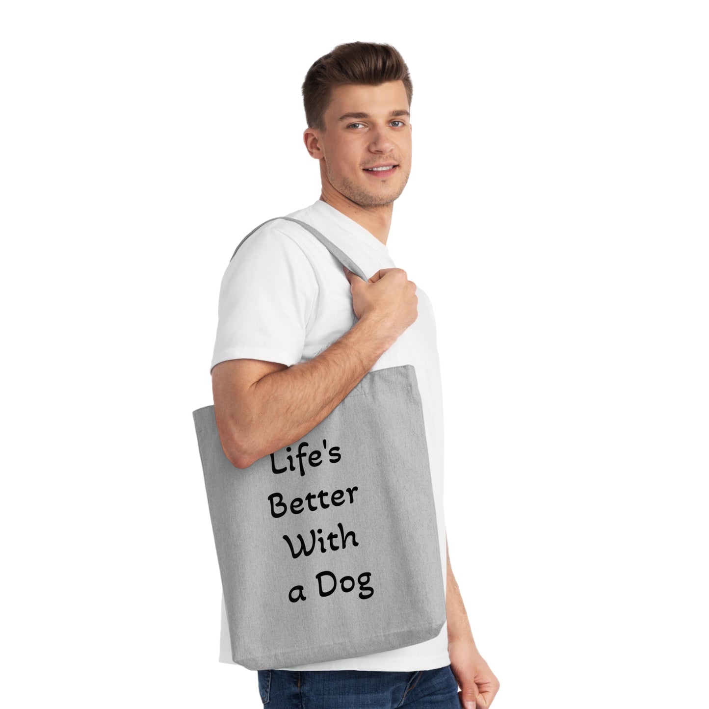 Dog Lover's Woven Tote Bag - "Life's Better With A Dog" & "More Dogs Less Drama"