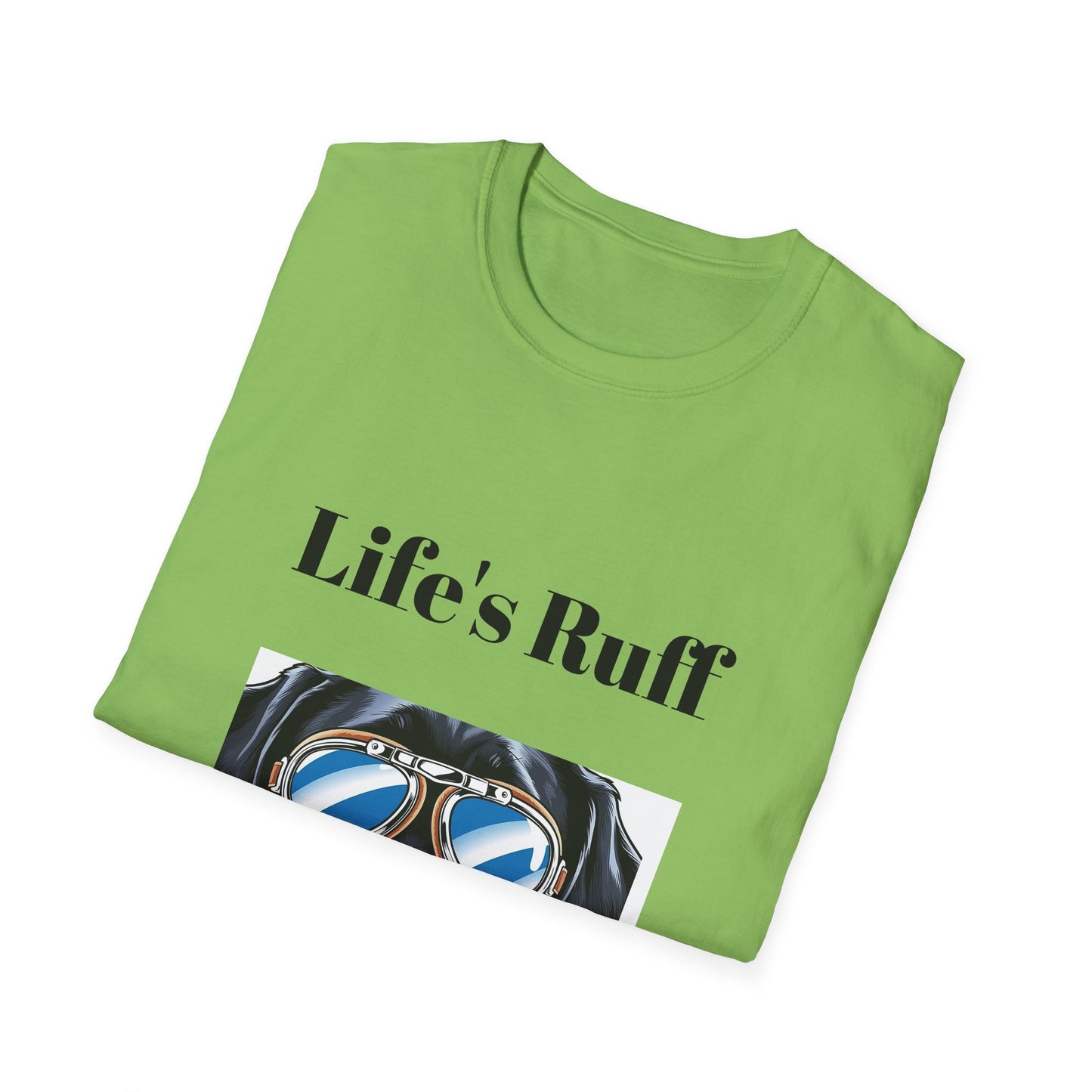 Humorous Dog-Themed Unisex Softstyle T-Shirt - 'Life's Ruff, Wear Goggles'