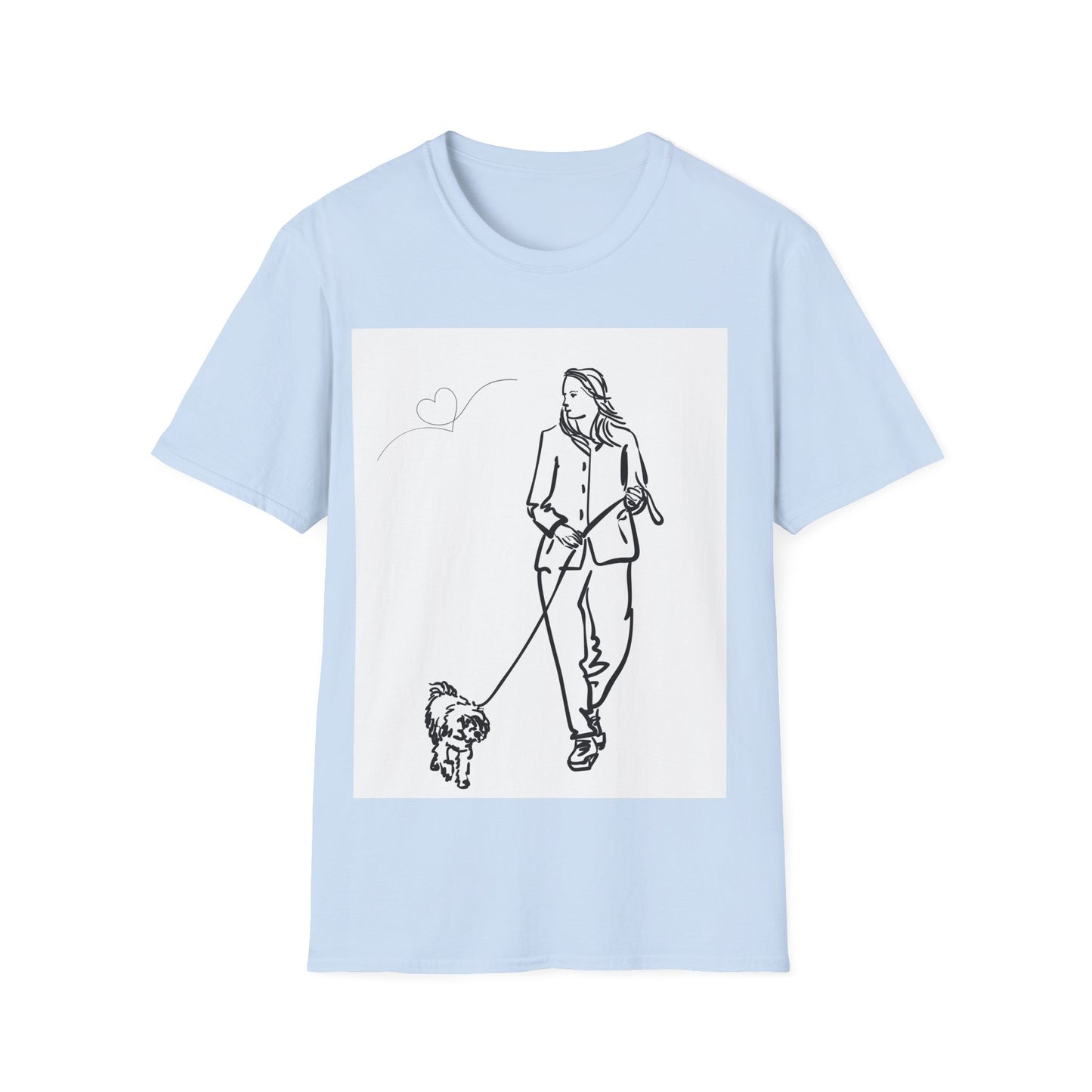 Dog Lover Unisex Softstyle T-Shirt – Cute Dog Walking Graphic