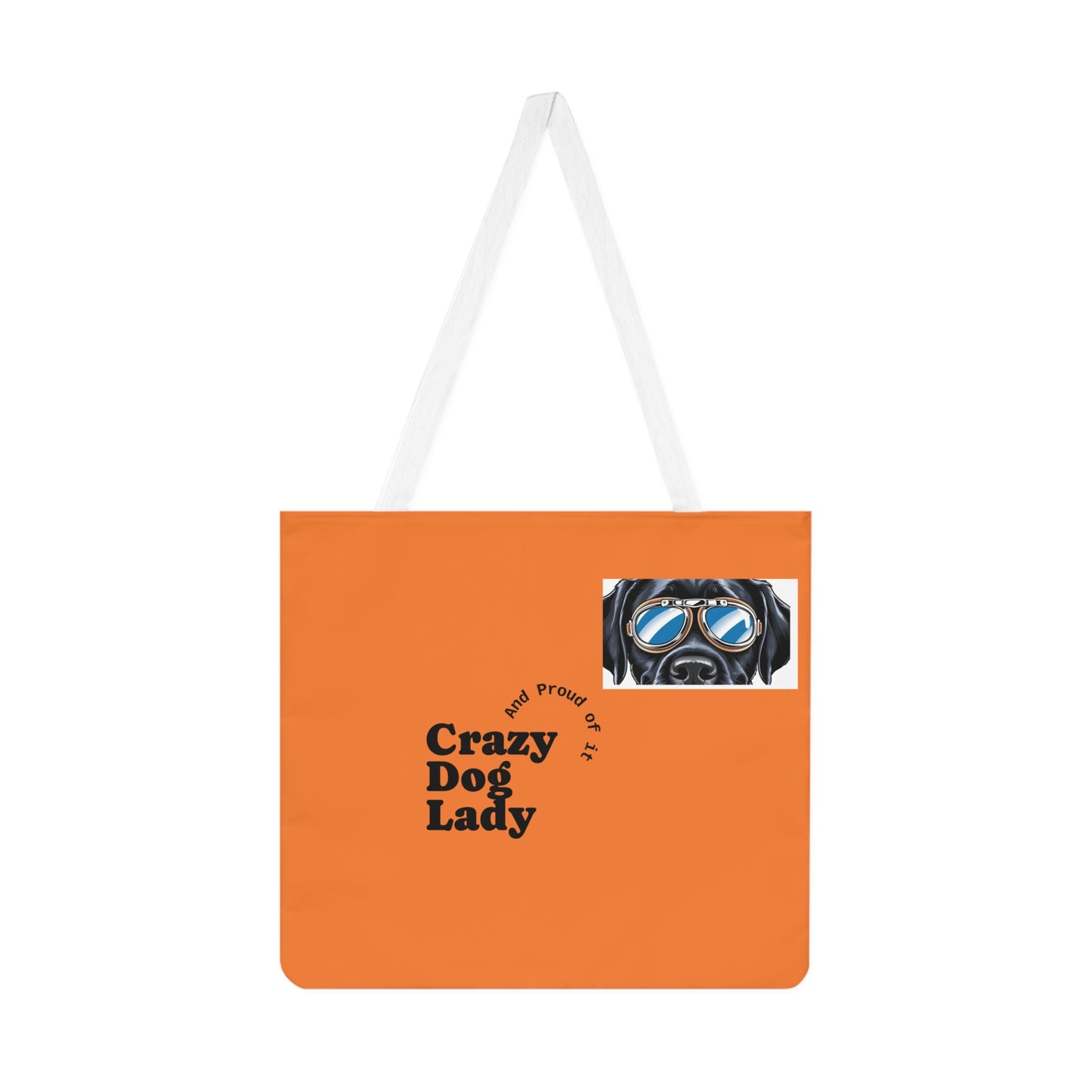 Crazy Dog Lady Shoulder Tote Bag, Pet Lover Gift, Dog Mom Tote, Cute Dog Art Bag, Everyday Use, Bright Orange Dog Bag