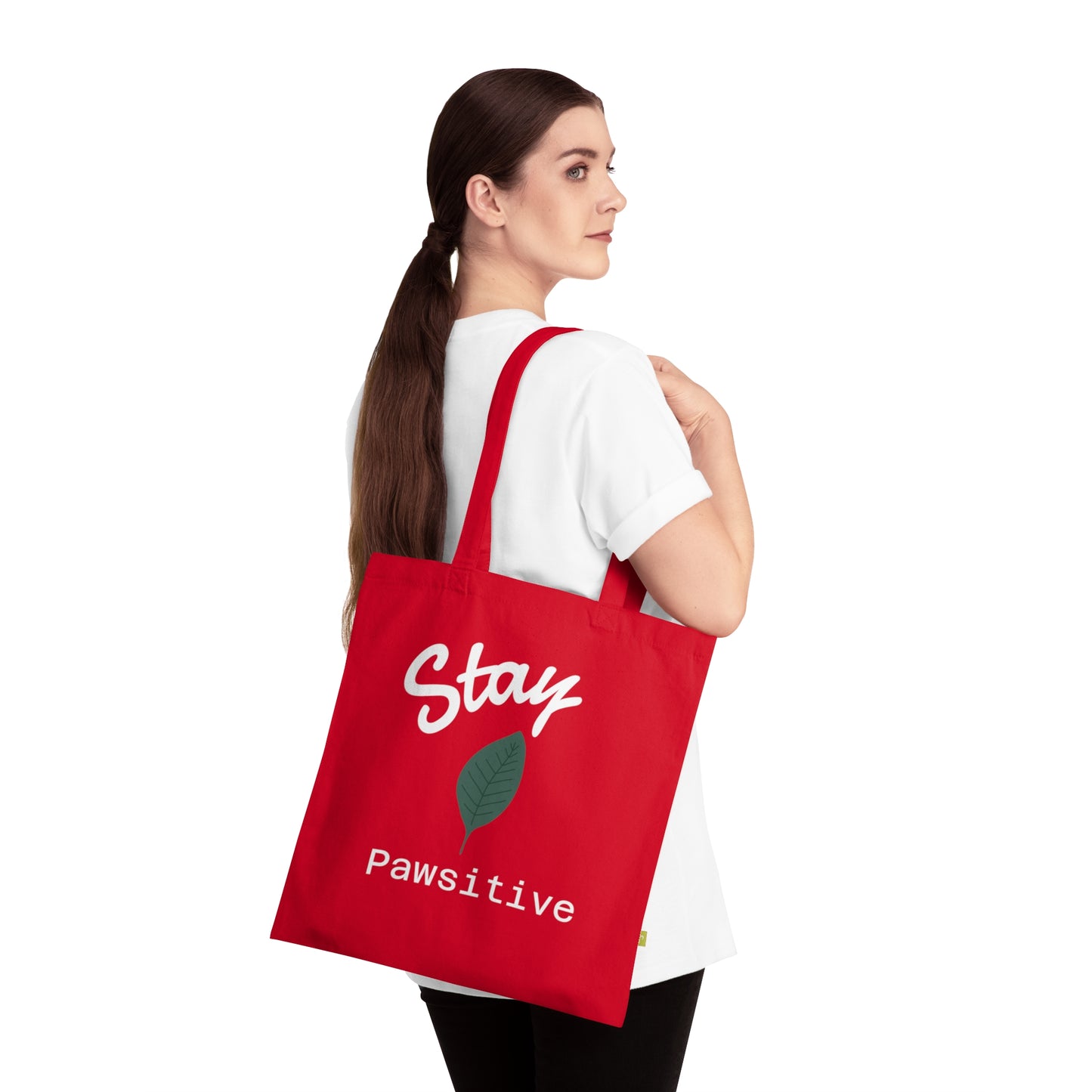 Stay Pawsitive Organic Cotton Tote Bag - Perfect for Dog Lovers