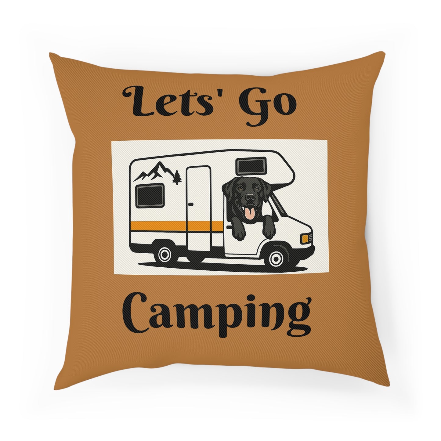 Dog-Themed Camping Cushion - "Let's Go Camping" & "Home Is Where The Dog Is"