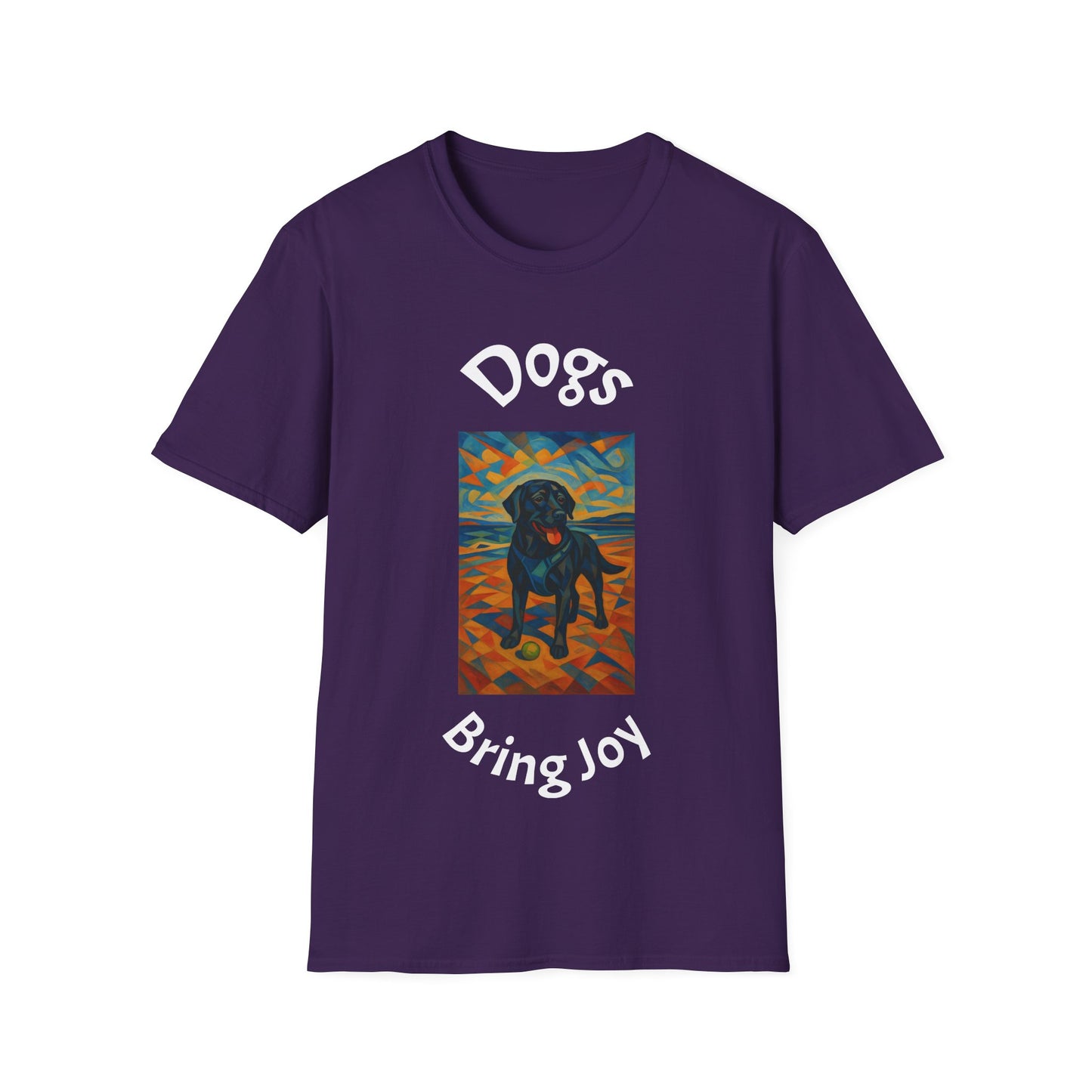Dogs Bring Joy Unisex Softstyle T-Shirt - Artistic Pet Lover Tee