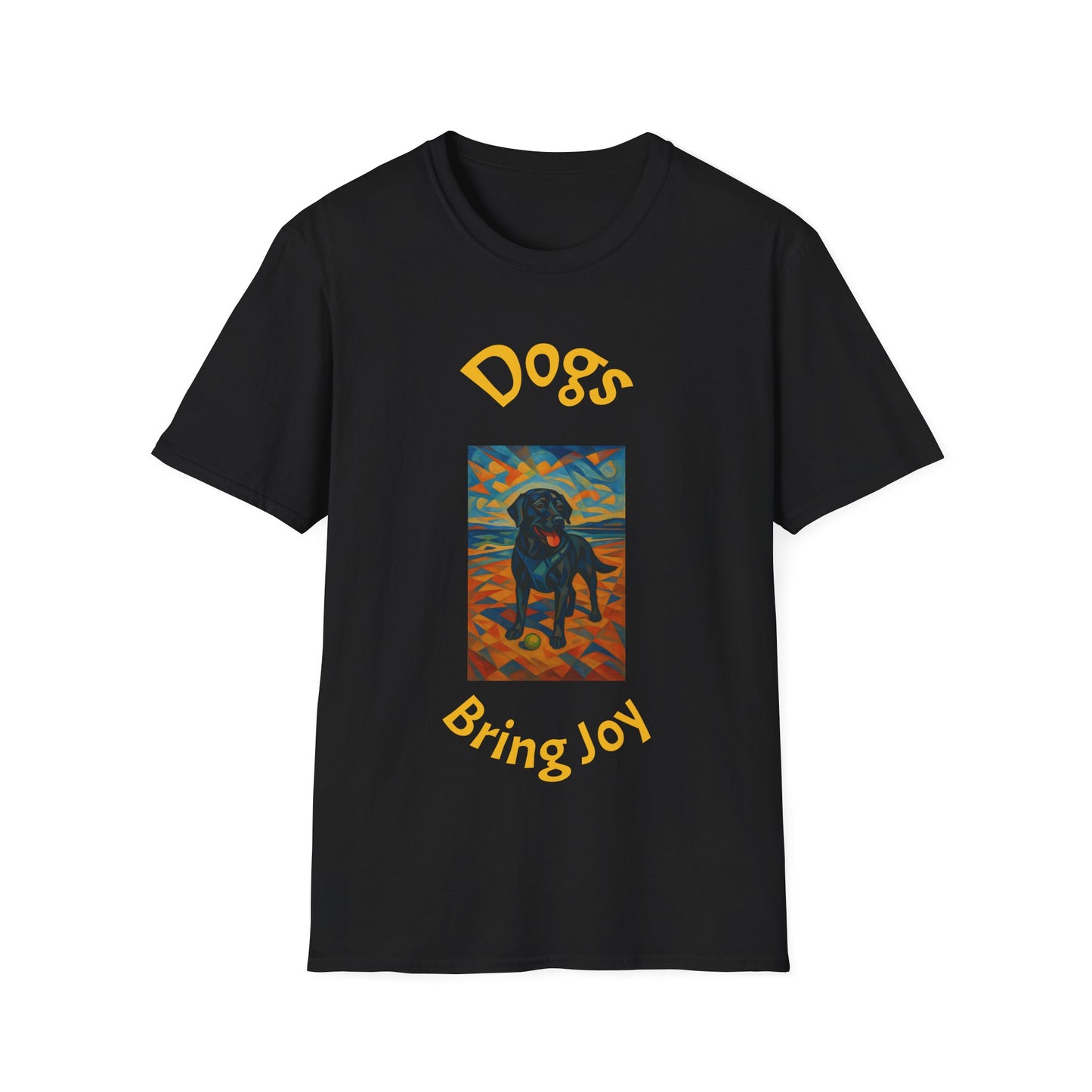 Dogs Bring Joy Unisex Softstyle T-Shirt - Artistic Pet Lover Tee