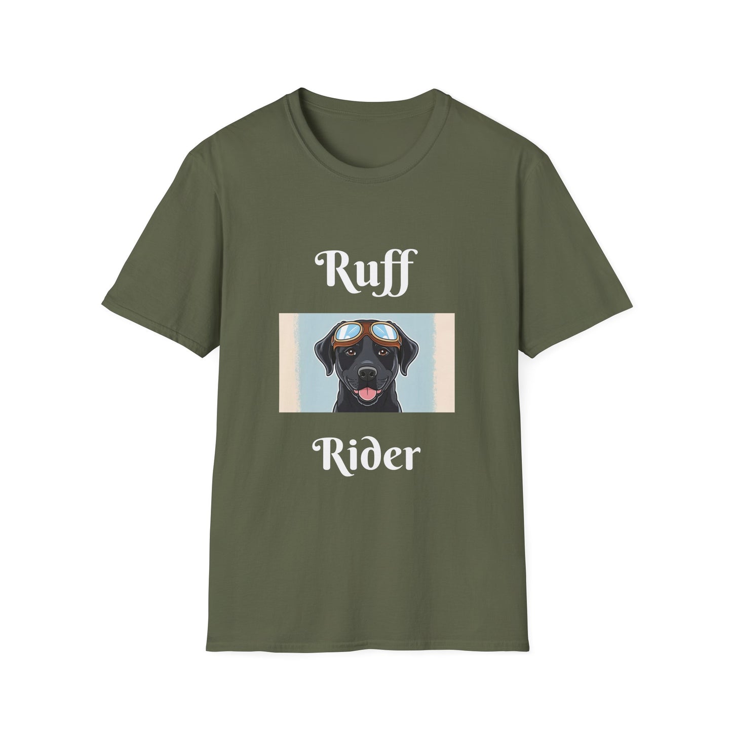 Ruff Rider Unisex Softstyle T-Shirt - Fun Dog Motorcycle Graphic Tee