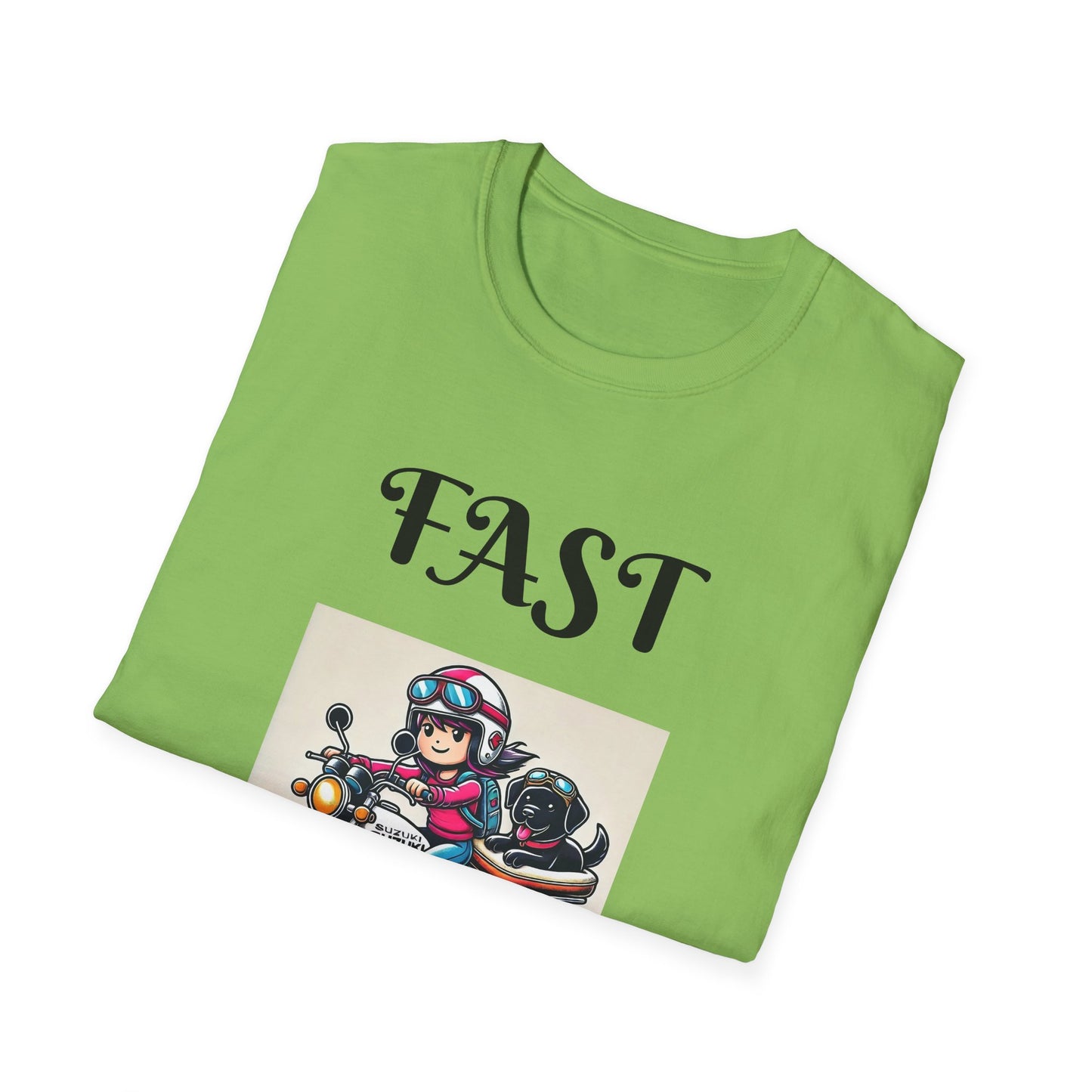 Fast & Furryous Softstyle T-Shirt - Dog & Motorcycle Graphic Tee