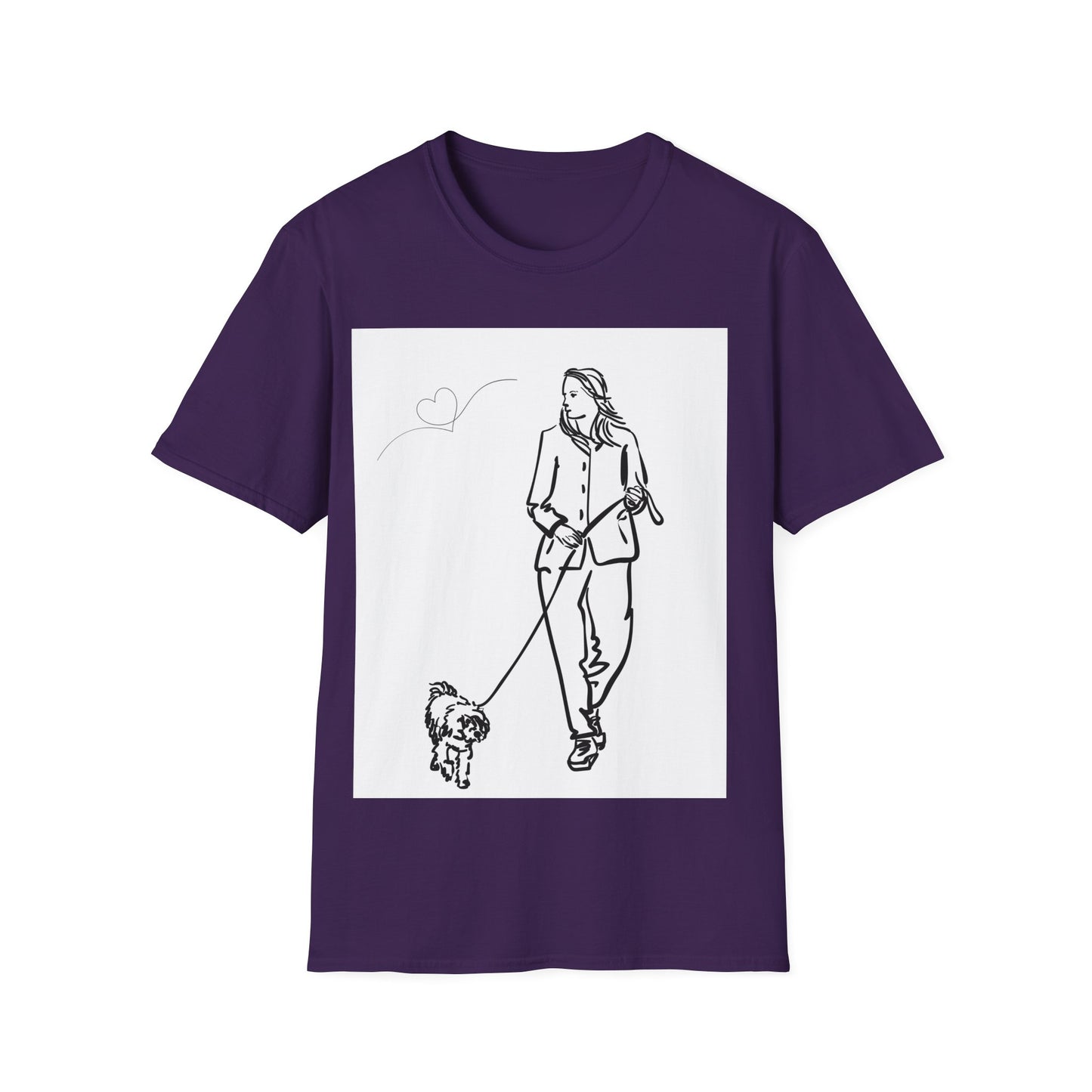 Dog Lover Unisex Softstyle T-Shirt – Cute Dog Walking Graphic